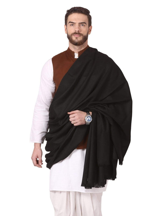 Pashtush Store Shawl Pashtush Mens Shawl, Thick Lohi, 50% Australian Merino Wool, black