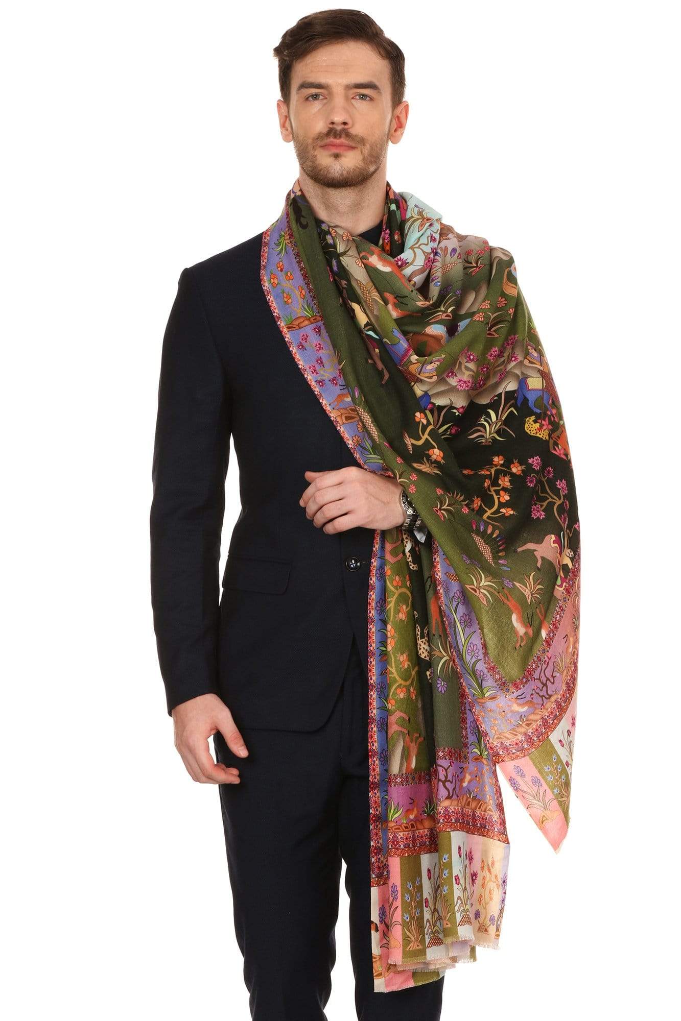 Pashtush Shawl Store Shawl Pashtush Mens Shikaardar Shawl, 100% pure wool, Woolmark Certified, Full Size