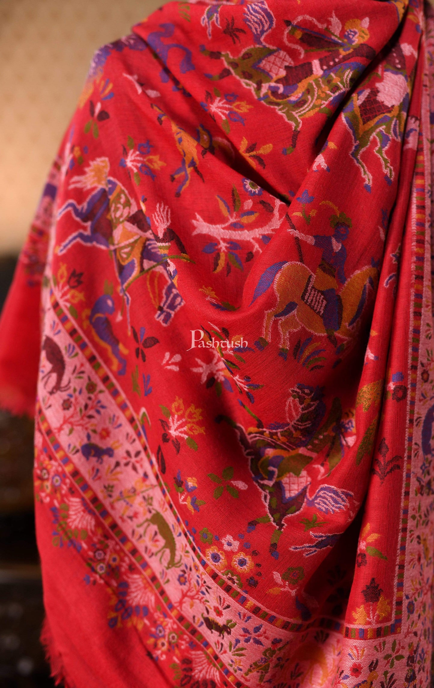 Pashtush India 100x200 Pashtush Mens Shikaardar Stole, Pure Wool, With Woolmark Certificate