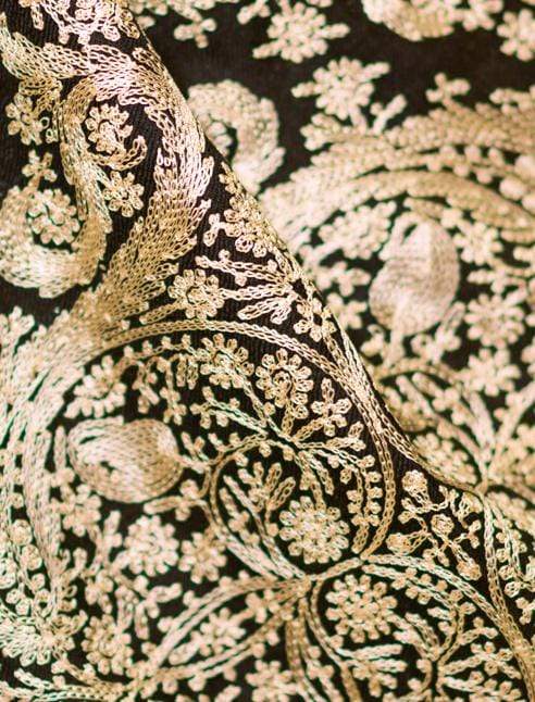 Pashtush Store Stole Pashtush Mens Silk-Pashmina Fine Wool, Nalki Embroidery Needlework Stole (28x80 inches)