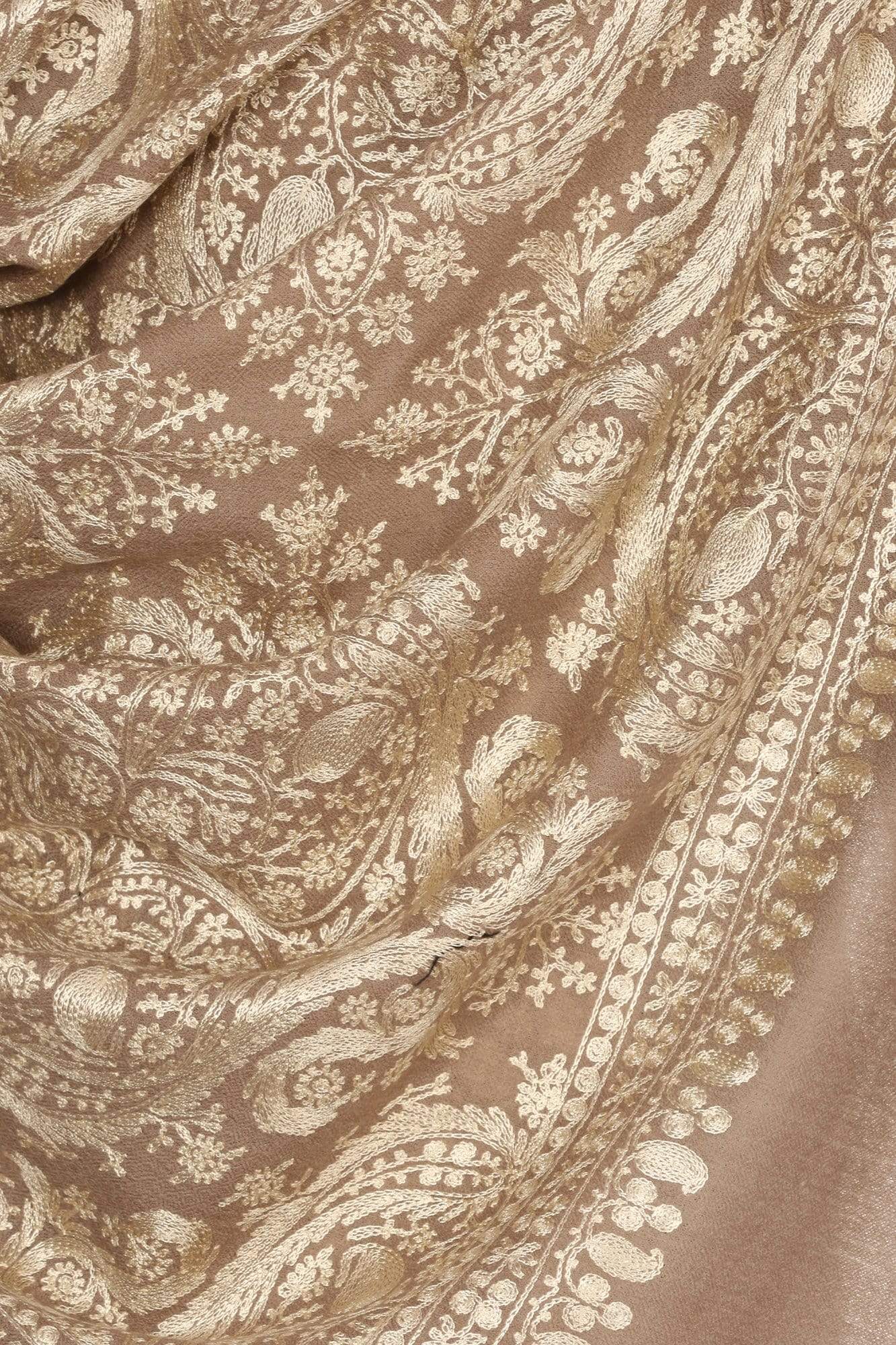 Pashtush Store Stole Pashtush Mens Silk-Pashmina Fine Wool, Nalki Embroidery Needlework Stole (28x80 inches)