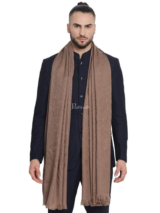 Pashtush India 100x200 Pashtush Mens Soft Wool Stole dark brown ( tooth )