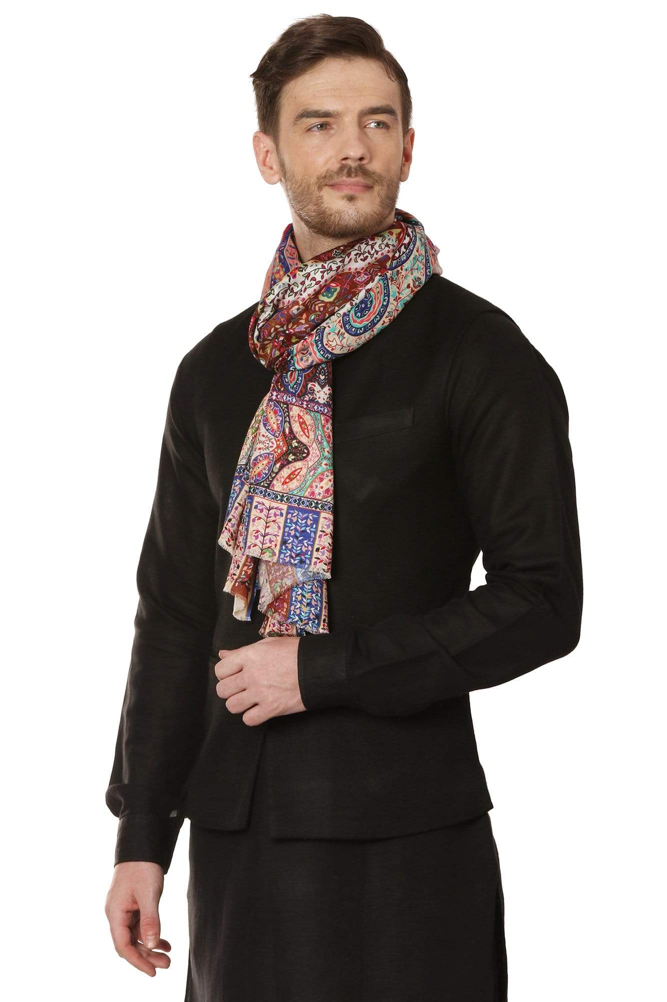 Pashtush India Stole Pashtush Mens Stole, Kalamkari Printed Ethnic Scarf