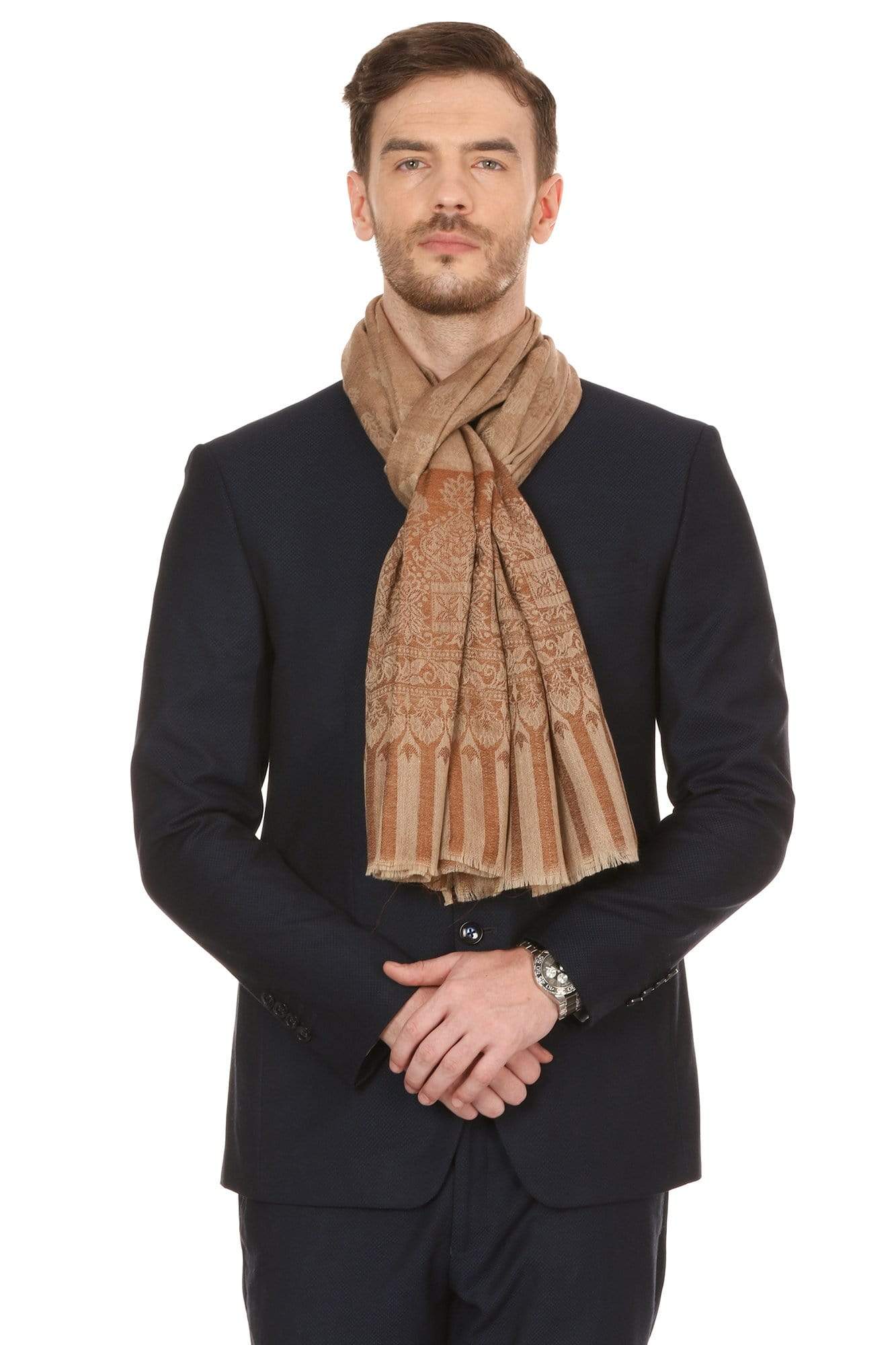 Pashtush Shawl Store Stole Pashtush Mens Stole Scarf, Extra Soft Wool - Taupe