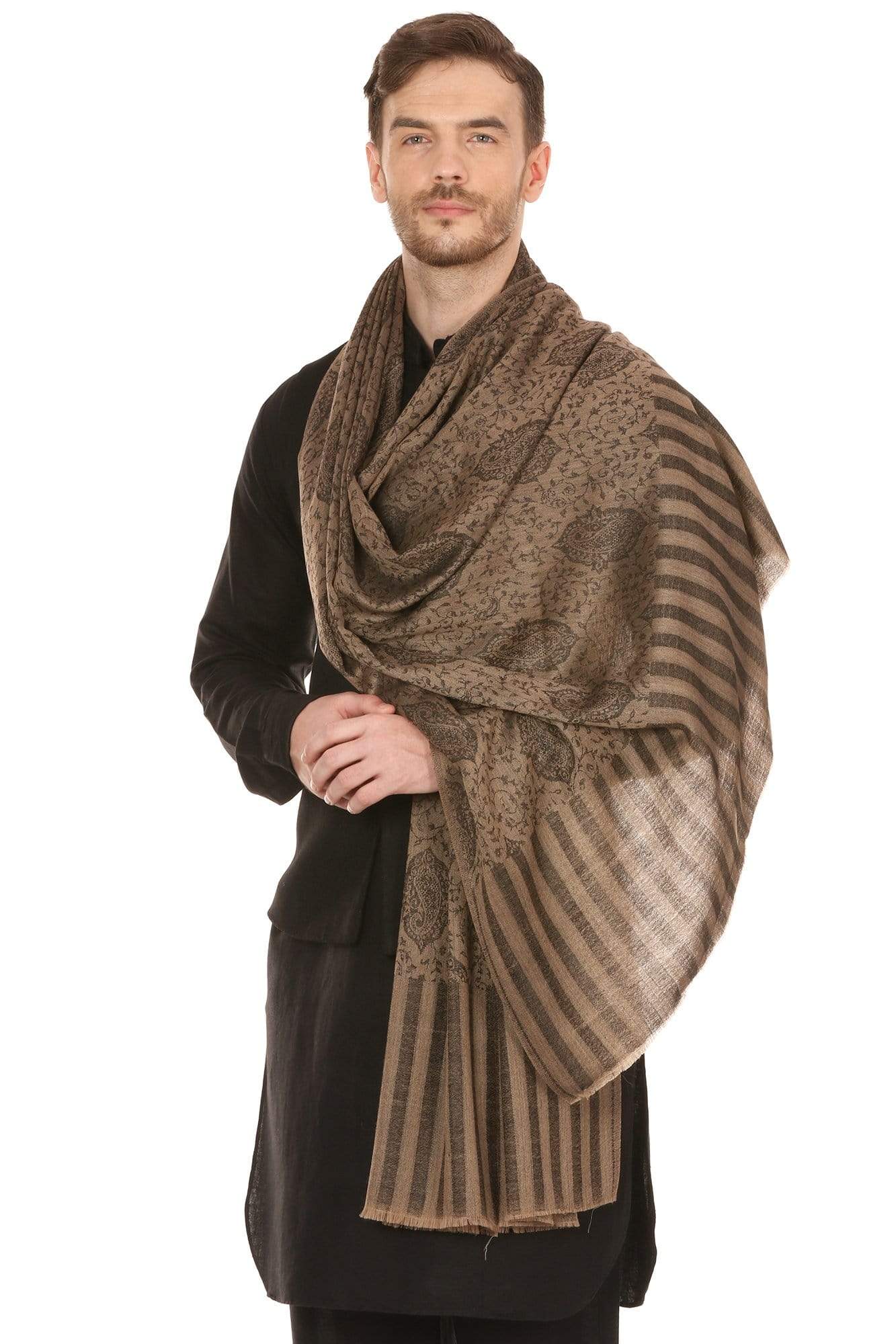 Pashtush Shawl Store Stole Pashtush Mens Stole Scarf, Extra Soft Wool - Taupe