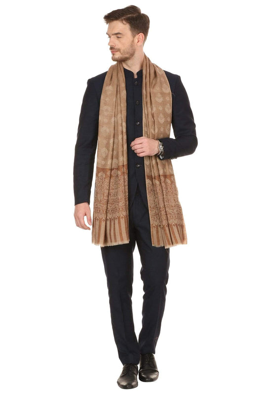 Pashtush Shawl Store Stole Pashtush Mens Stole Scarf, Extra Soft Wool - Taupe
