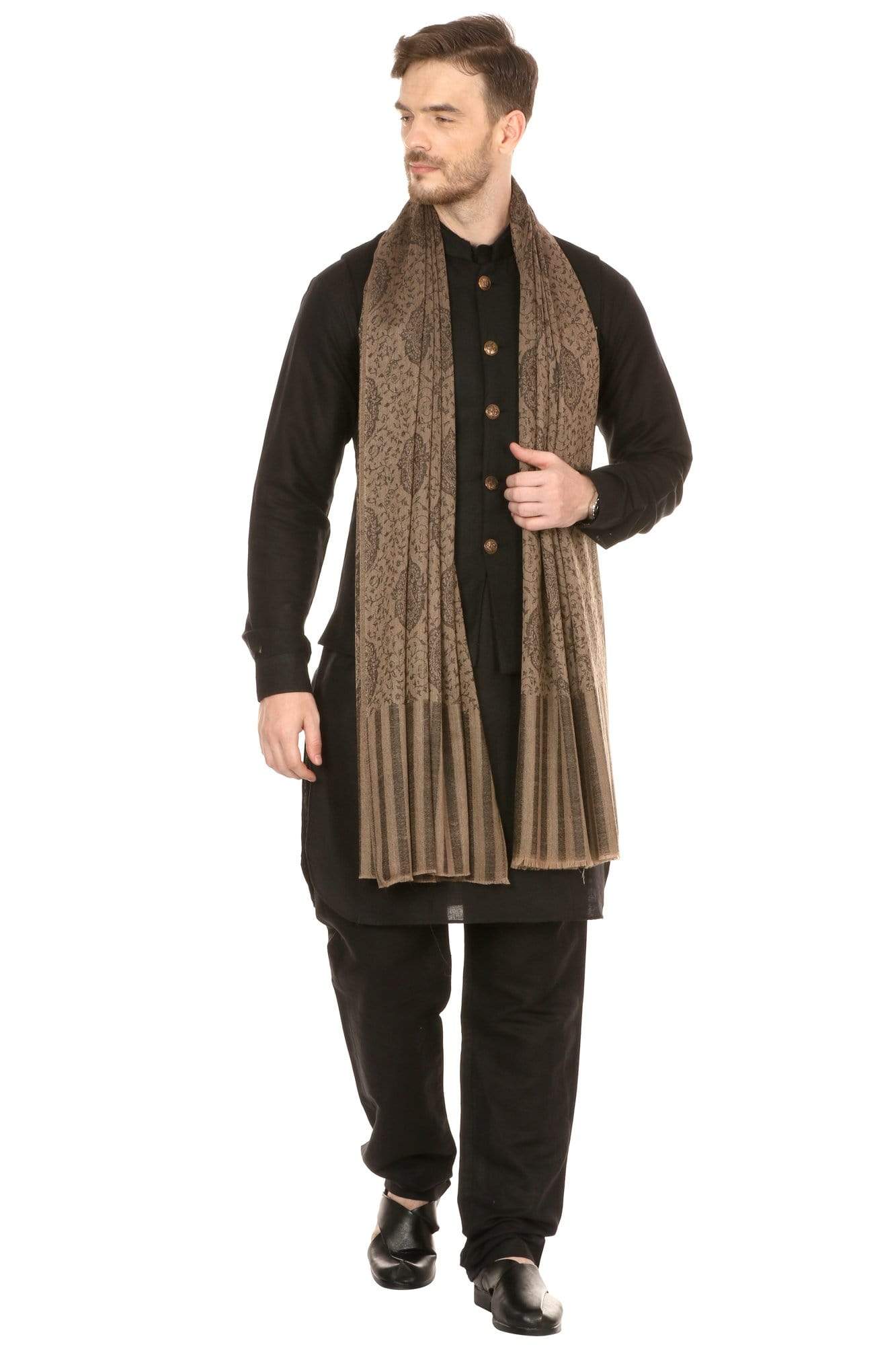 Pashtush Shawl Store Stole Pashtush Mens Stole Scarf, Extra Soft Wool - Taupe
