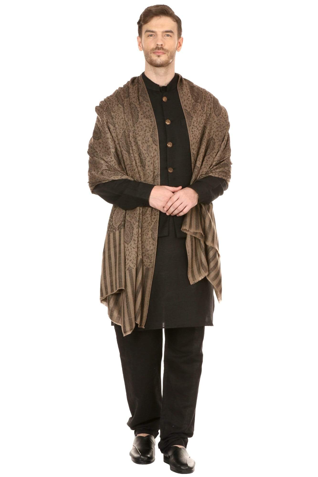 Pashtush Shawl Store Stole Pashtush Mens Stole Scarf, Extra Soft Wool - Taupe