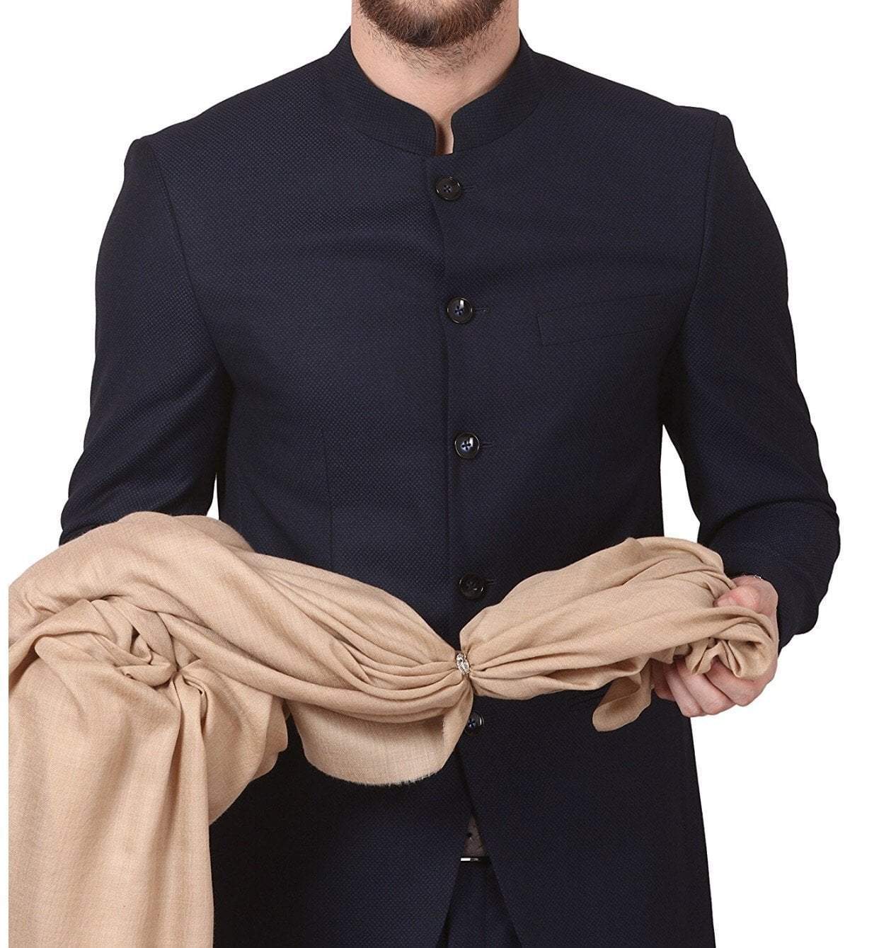 Pashtush Store Shawl Pashtush Mens Super Fine Ring Shawl, full size 54x108 inches - Dark Beige