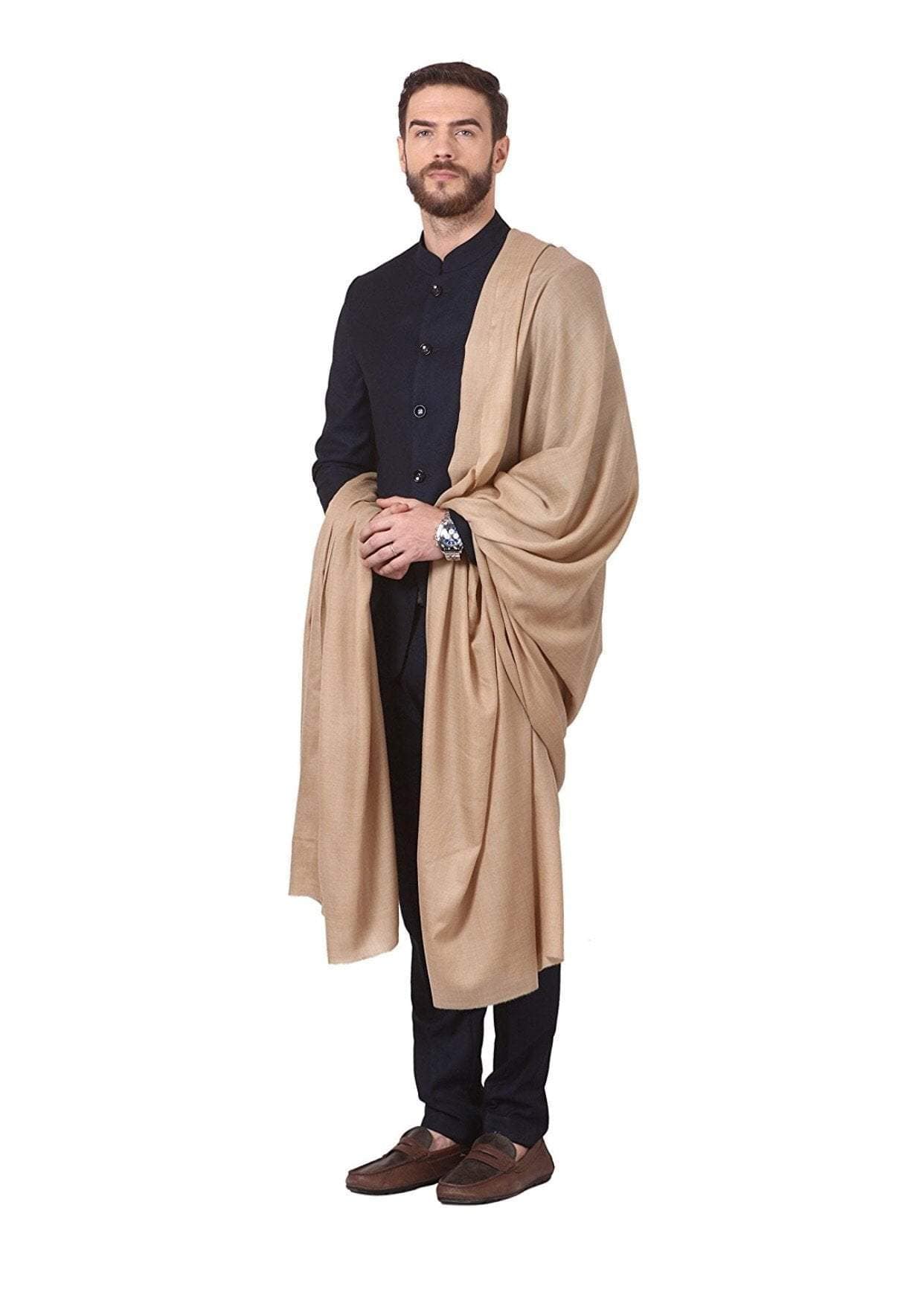 Pashtush India 127x254 Pashtush Mens Super Fine Ring Shawl, Full Size - Beige
