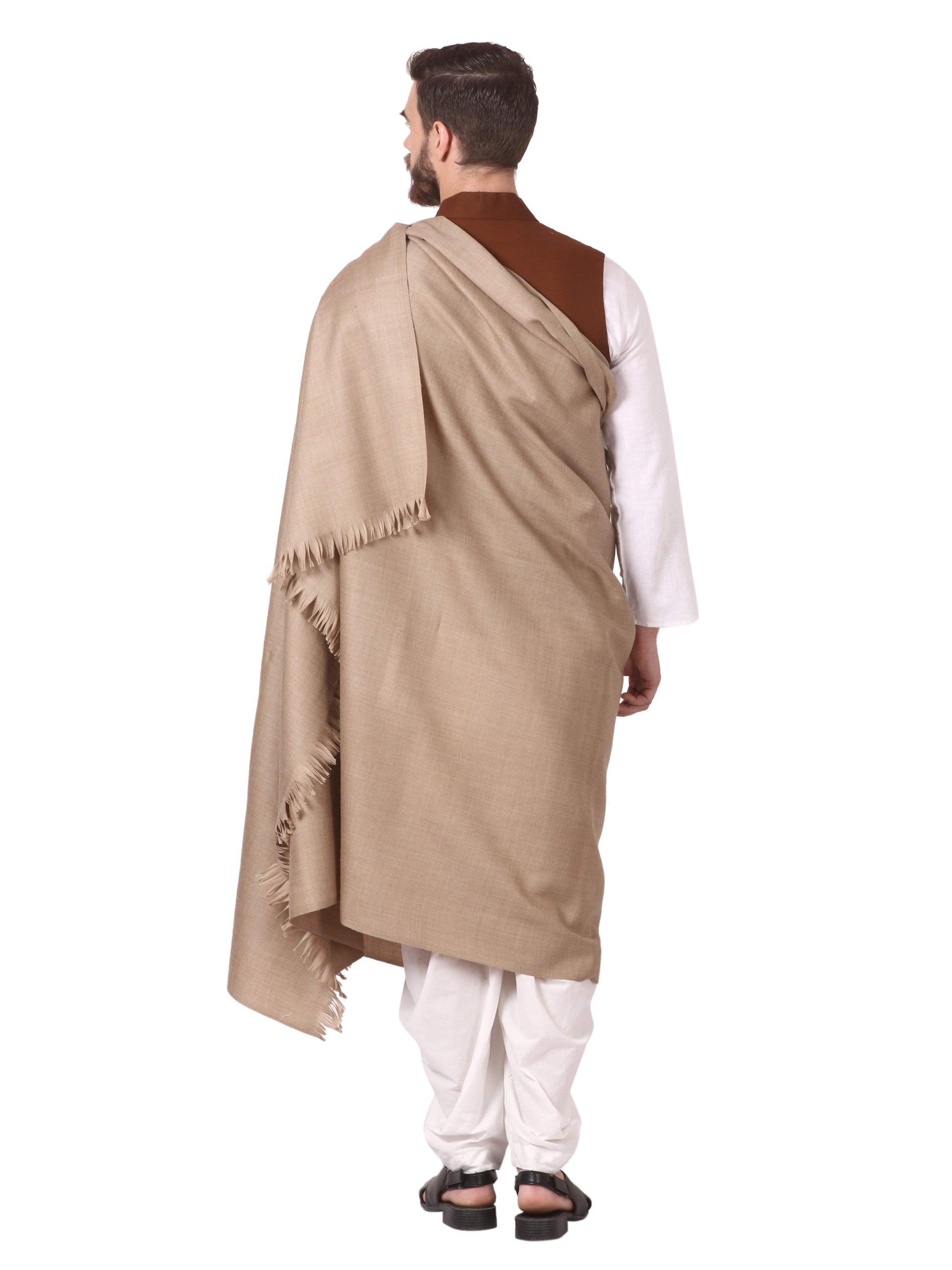 Pashtush India 114x228 Pashtush Mens Thick Blended Wool Lohi, Mens Shawl with 50% Wool, Desert Sand