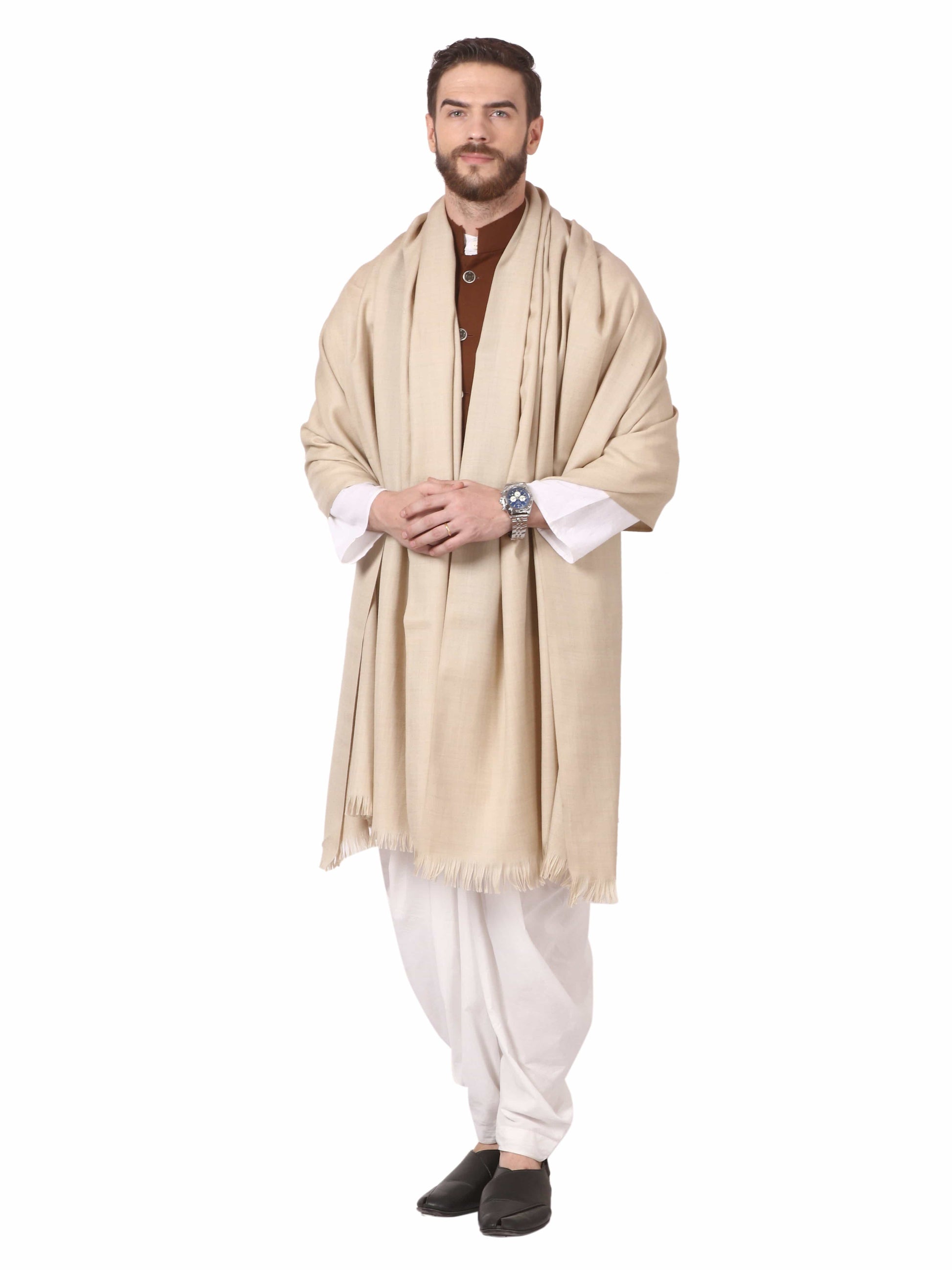 Pashtush India Shawl Pashtush Mens Thick Blended Wool Lohi, Mens Shawl with 50% Wool, Sahara