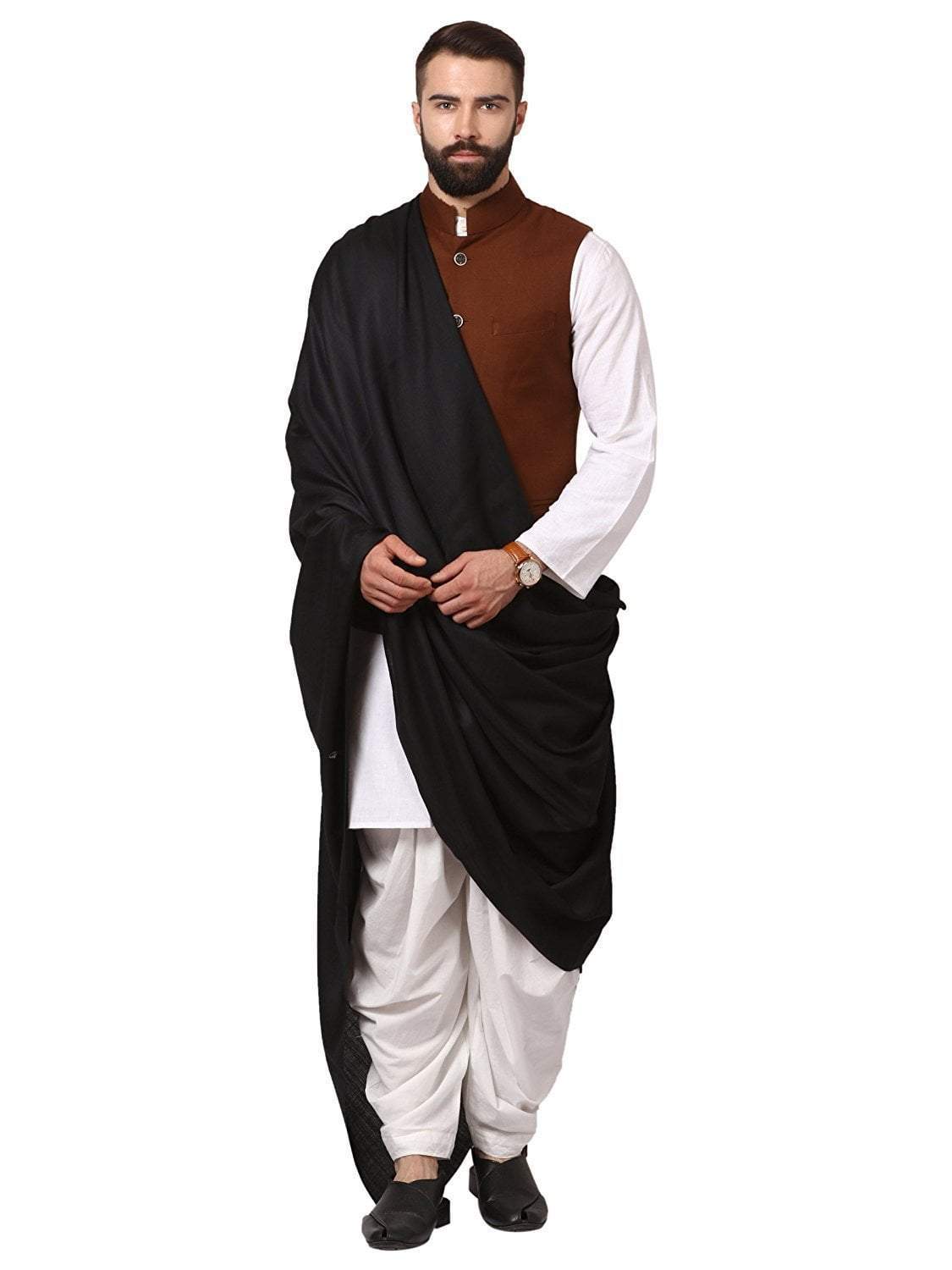 Pashtush India 114x228 Pashtush Mens Thick Count Blended Wool Shawl, Mens Lohi (full size)