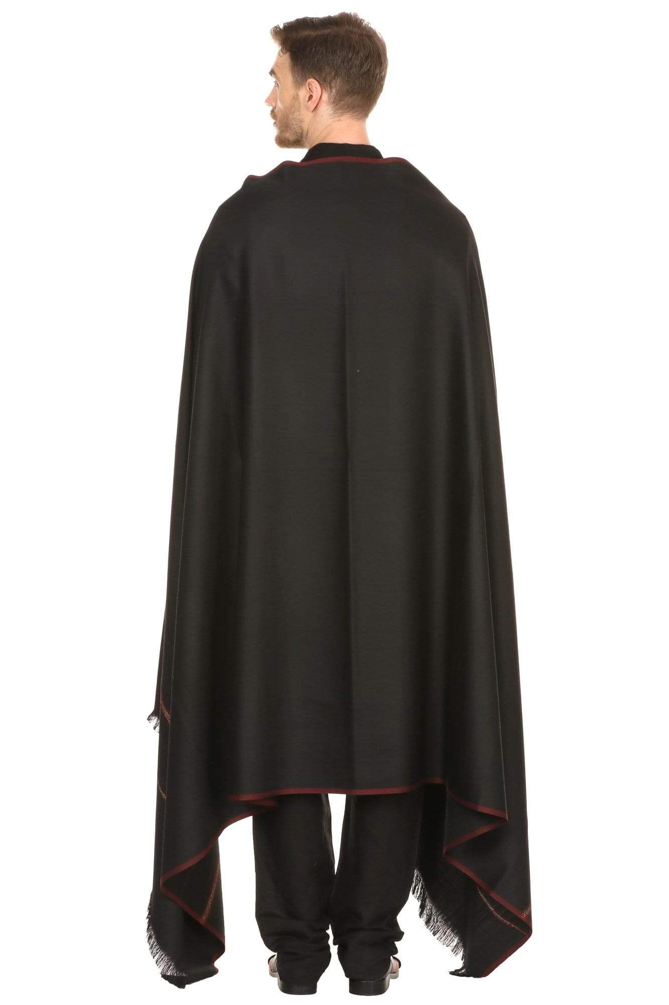 Pashtush India Shawl Pashtush Mens Thick Shawl Gents Lohi Woven Kinauri Design, Black