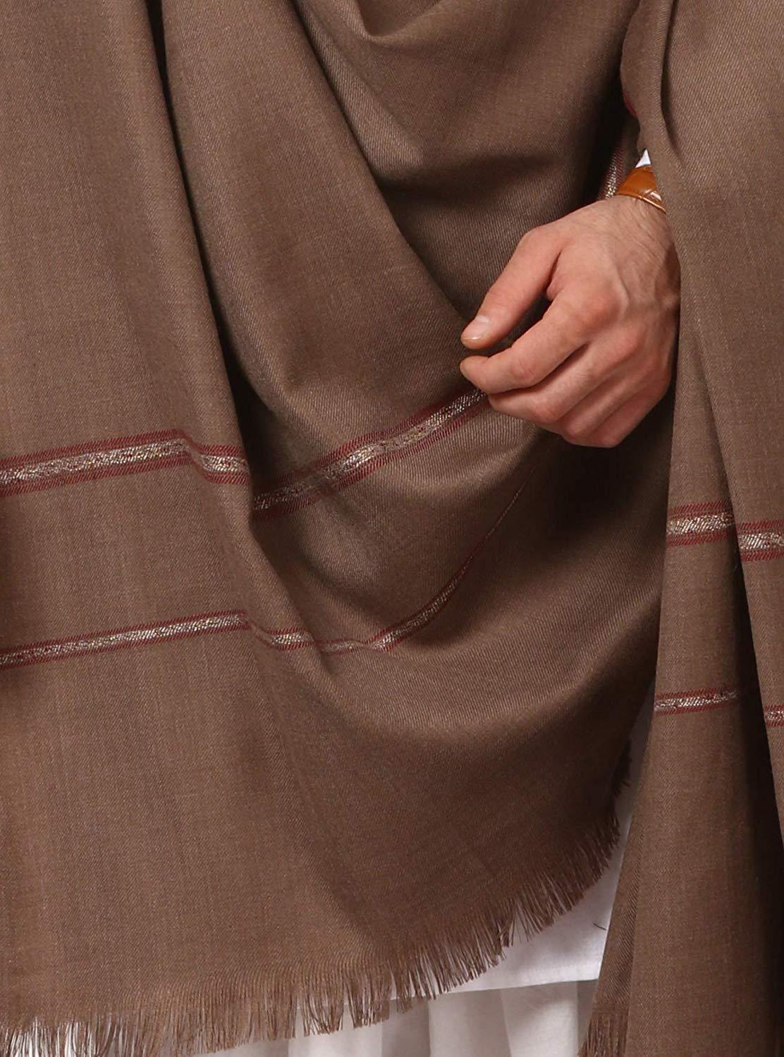 Pashtush Shawl Store Shawl Pashtush Mens Thick Shawl Gents Lohi Woven Kinauri Design fine Wool Full Size 50 x100 Inches (Taupe)
