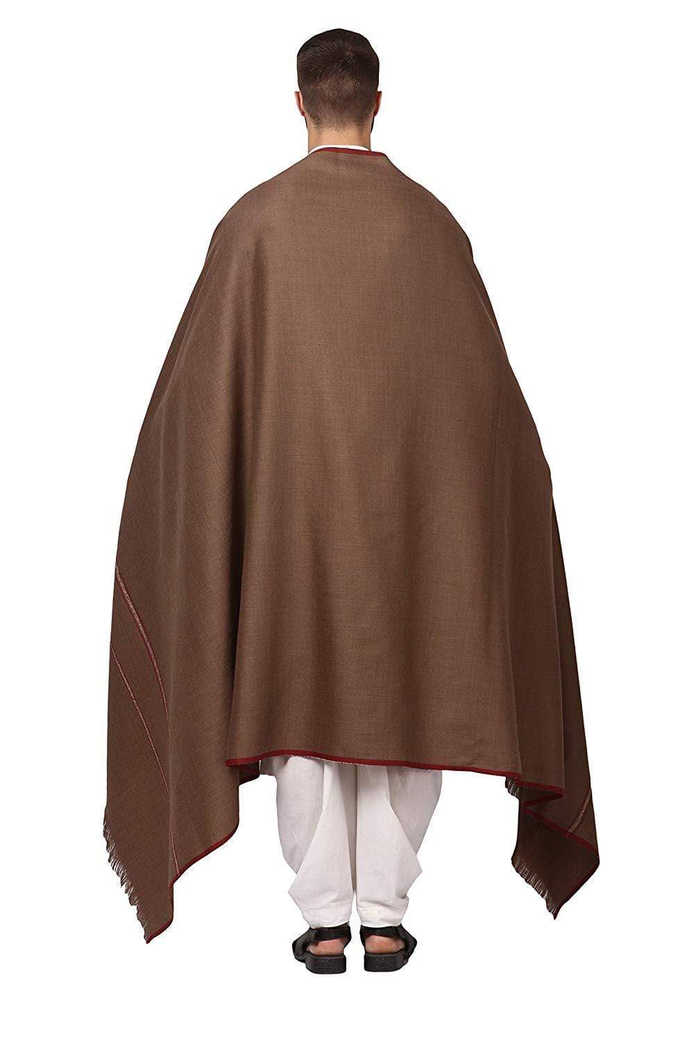 Pashtush Shawl Store Shawl Pashtush Mens Thick Shawl Gents Lohi Woven Kinauri Design fine Wool Full Size 50 x100 Inches (Taupe)