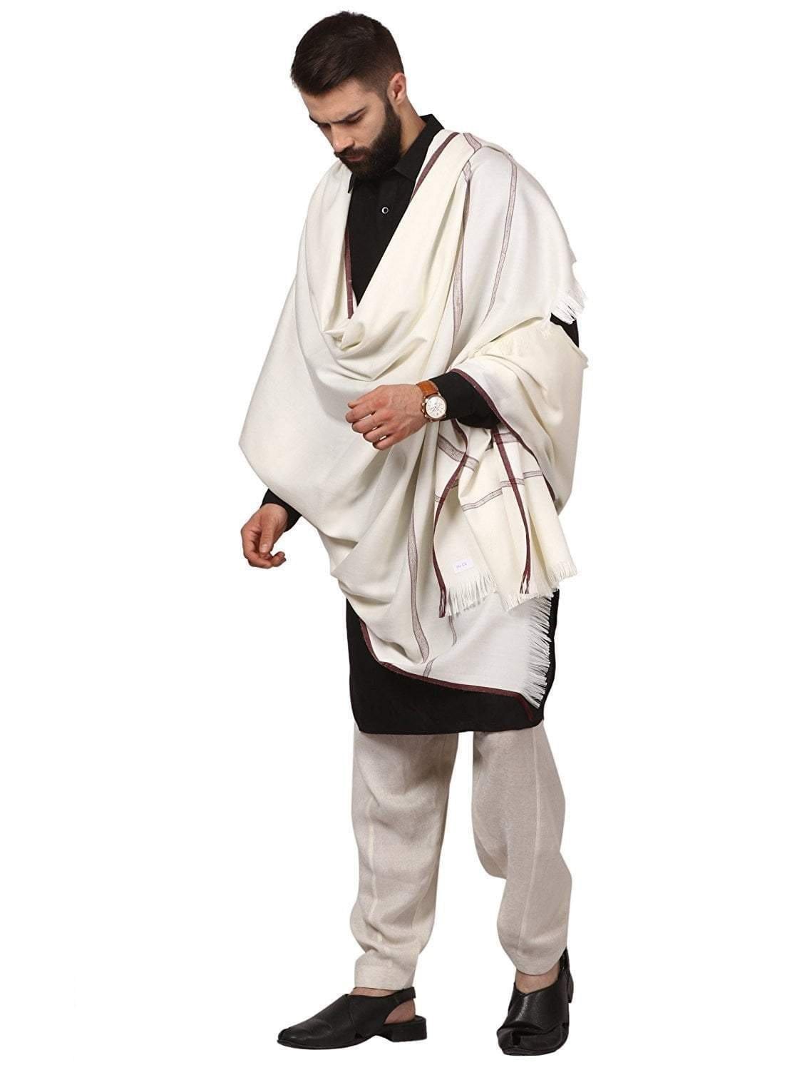 Pashtush India Shawl Pashtush Mens Thick Shawl Gents Lohi Woven Kinauri Design Full Mens Size.
