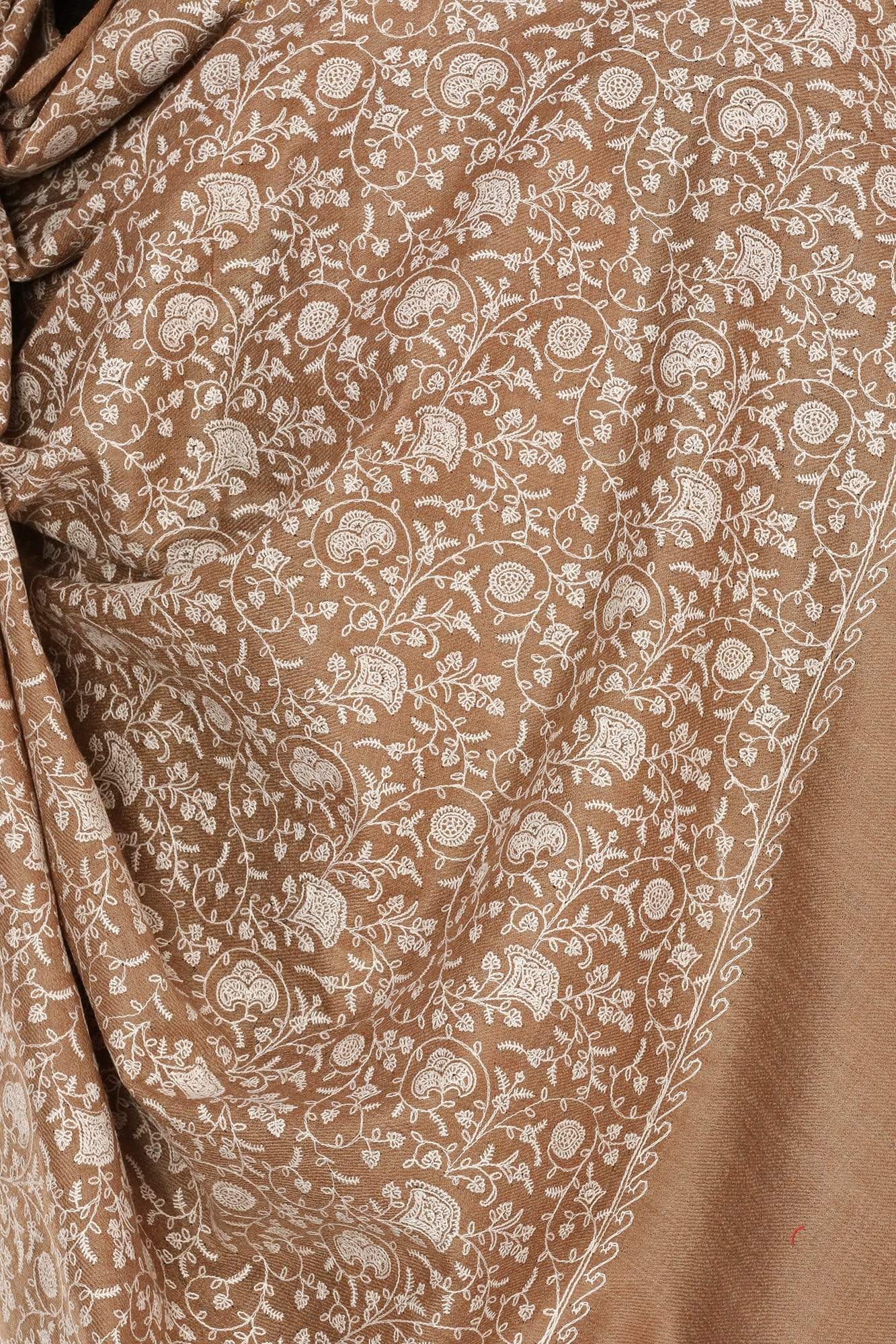 Pashtush Shawl Store Stole Pashtush Mens Tone on Tone Embroidery Stole - Taupe
