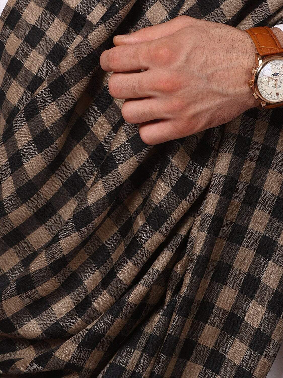 Pashtush India 114x228 Pashtush Mens Woven Check Shawl  Light Weight - Fine Wool.