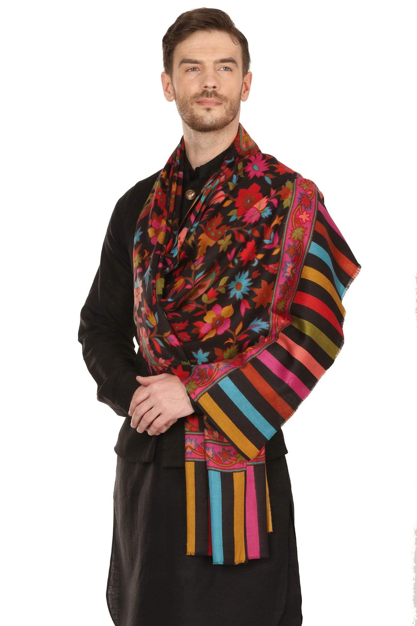Pashtush India Shawl Pashtush Mens Woven Ethnic Stole, Fine Wool
