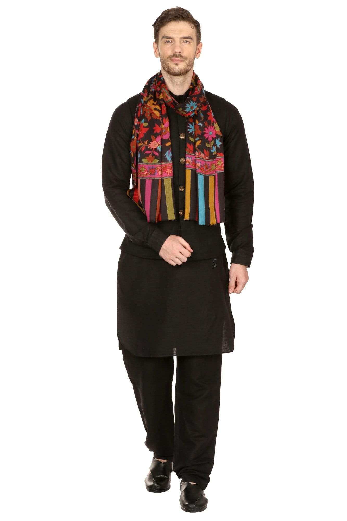 Pashtush India Shawl Pashtush Mens Woven Ethnic Stole, Fine Wool
