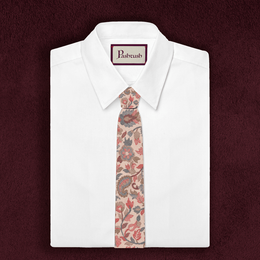 Pashtush Shawl Store Tie Pashtush Mens Woven Jacquard Necktie, Tie for men, Bright Colours, Free Size, Beige