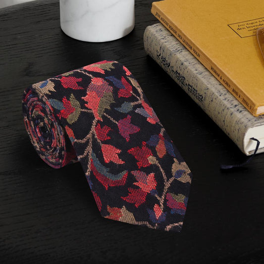 Pashtush India Tie Pashtush Mens Woven Jacquard Necktie, Tie for men, Bright Colours, Free Size, Black
