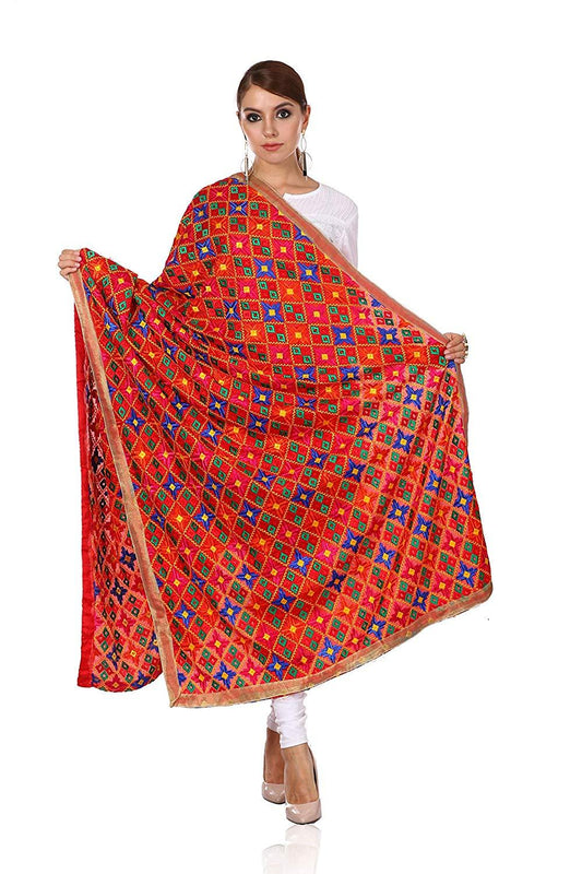 Pashtush Shawl Store Dupatta Pashtush Phulkari Dupatta, Punjabi Silken Thread Embroidery For Women
