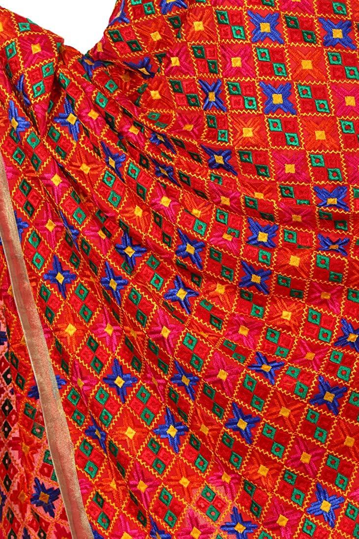 Pashtush Shawl Store Dupatta Pashtush Phulkari Dupatta, Punjabi Silken Thread Embroidery For Women