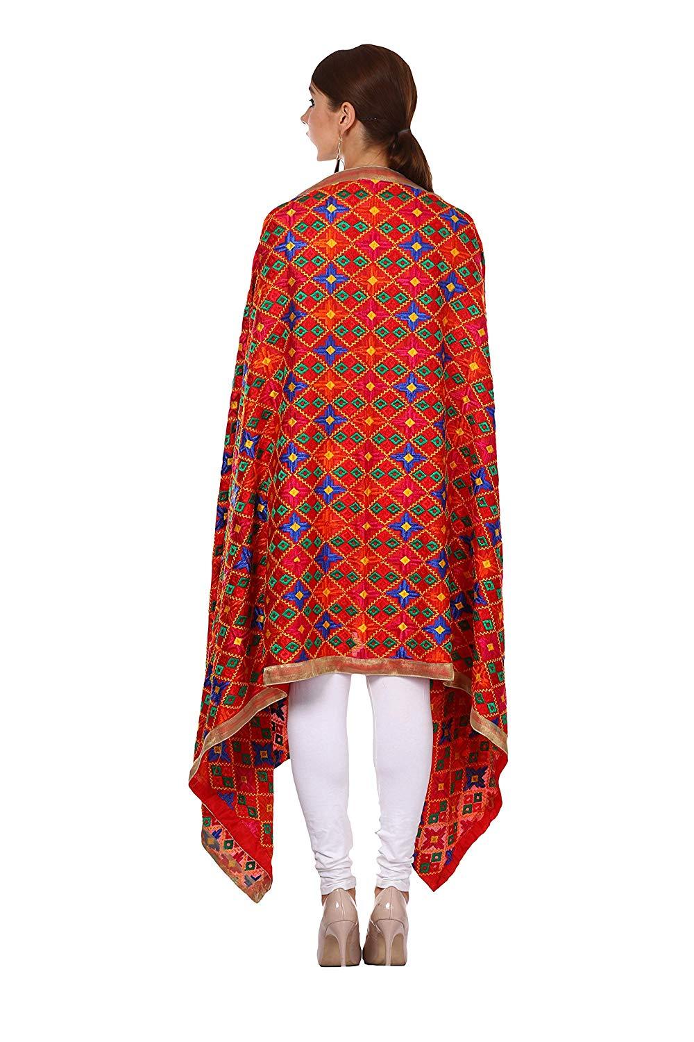 Pashtush Shawl Store Dupatta Pashtush Phulkari Dupatta, Punjabi Silken Thread Embroidery For Women