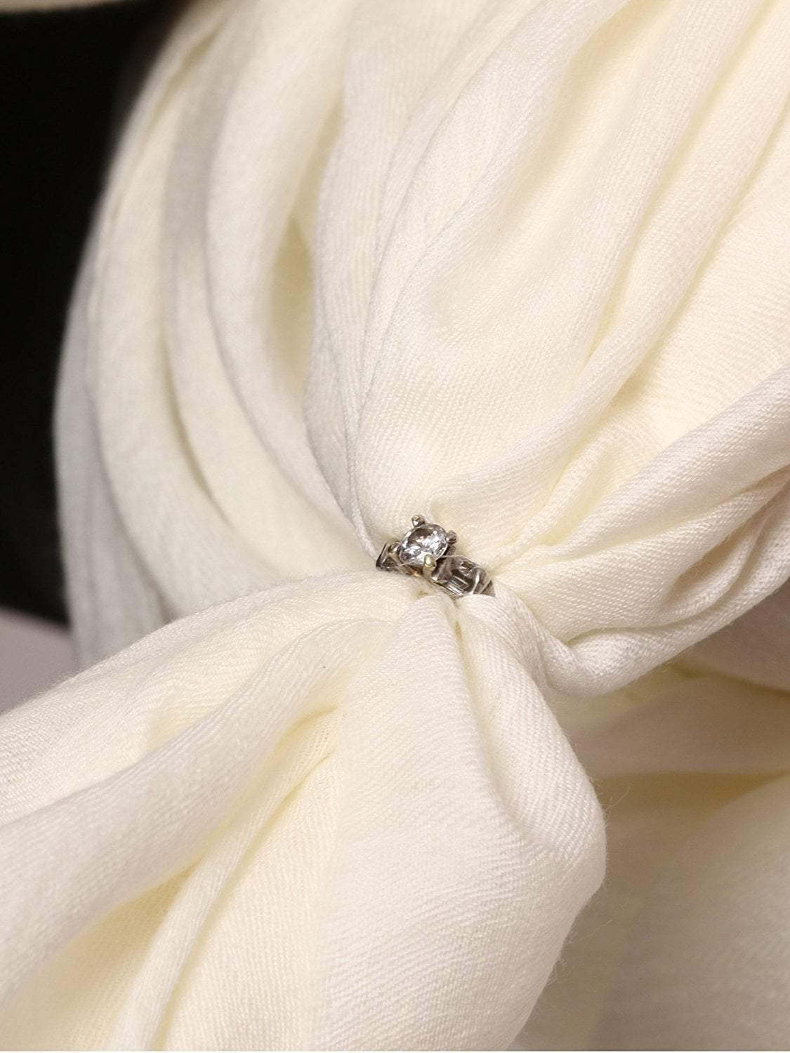 Pashtush India 127x254 Pashtush Ring Mens Super Fine Shawl,100% Pure Full Size - Ivory Colour