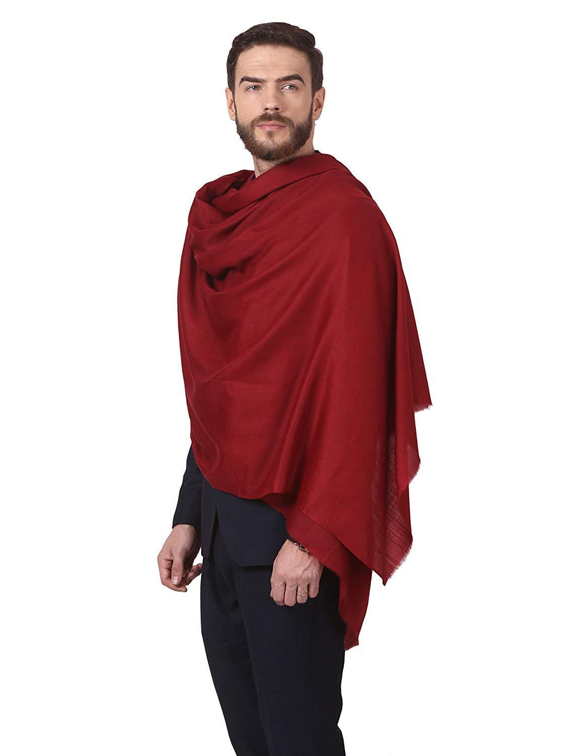 Pashtush India 114x228 Pashtush Royal and Classy Fine Wool Mens Shawl (Maroon)