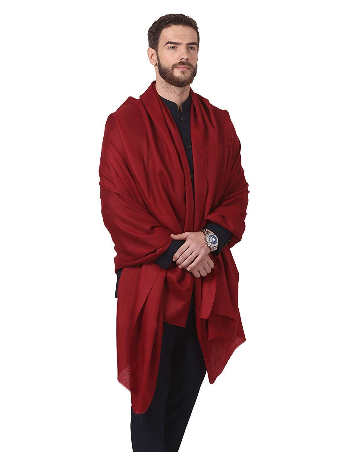 Pashtush India 114x228 Pashtush Royal and Classy Fine Wool Mens Shawl (Maroon)
