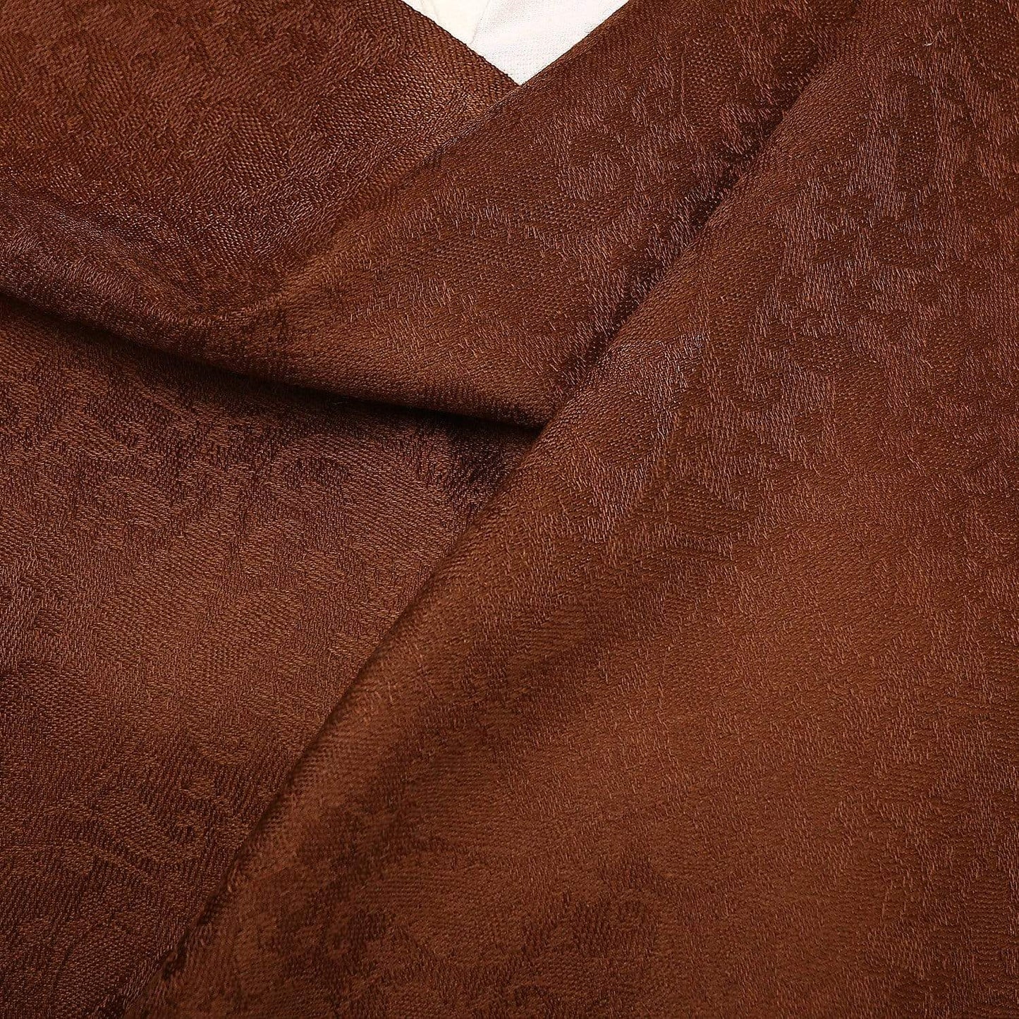 Pashtush India Shawl Pashtush Self Paisley Weave Shawl, Fine Wool, Coffee Brown