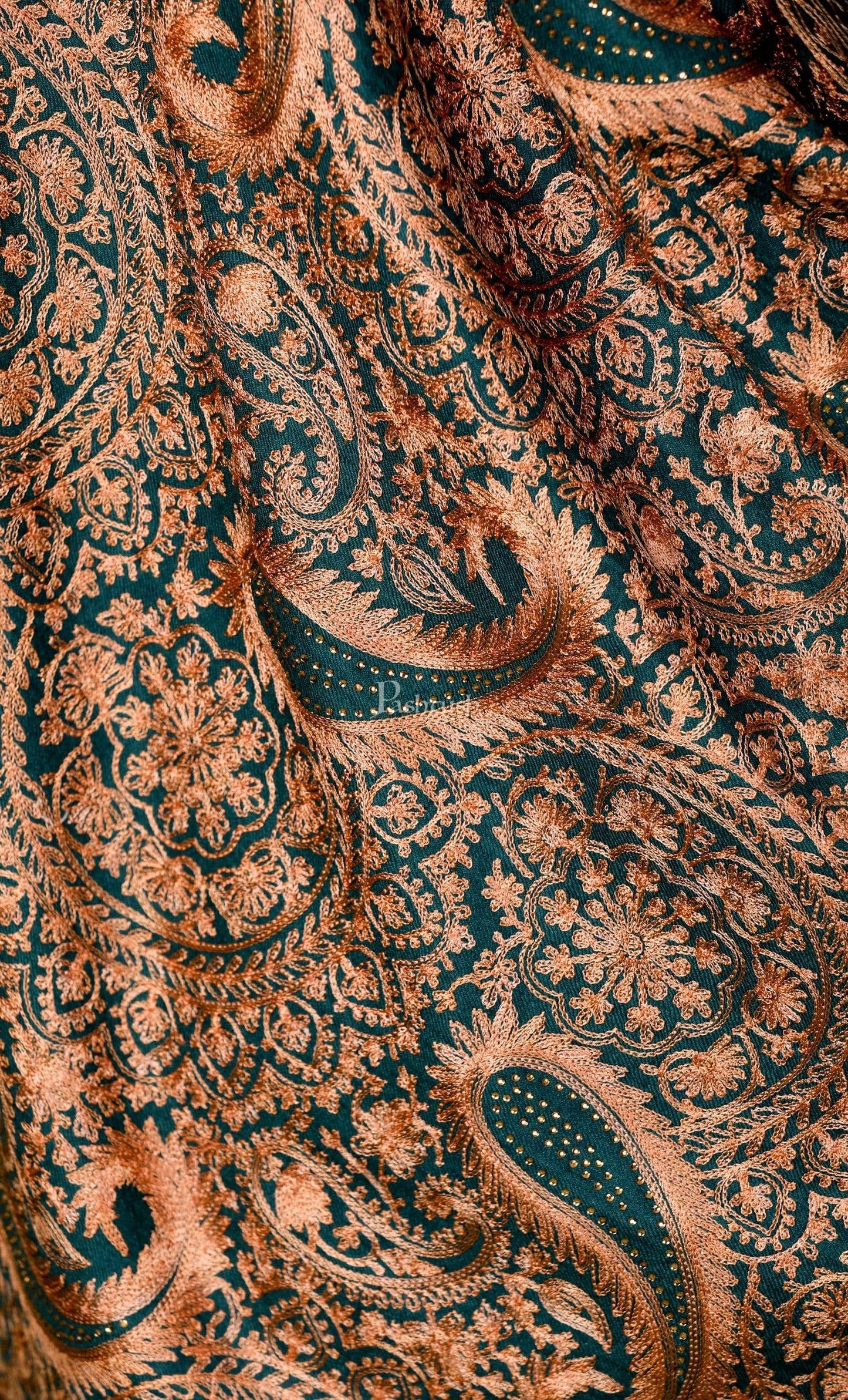 Pashtush India 70x200 Pashtush Tres Chic Regal Collection, Wool Embroidery Nalki Shawl Scarf