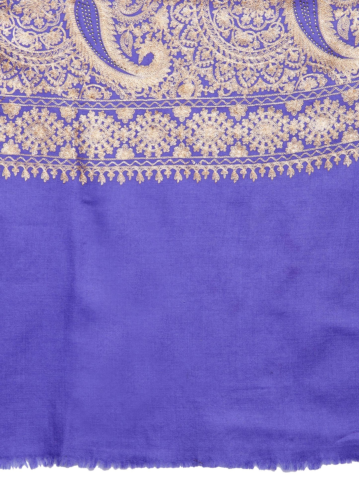 Pashtush India 70x200 Pashtush Tres Chic Regal Collection, Wool Embroidery Nalki Shawl Scarf, Deep Violet