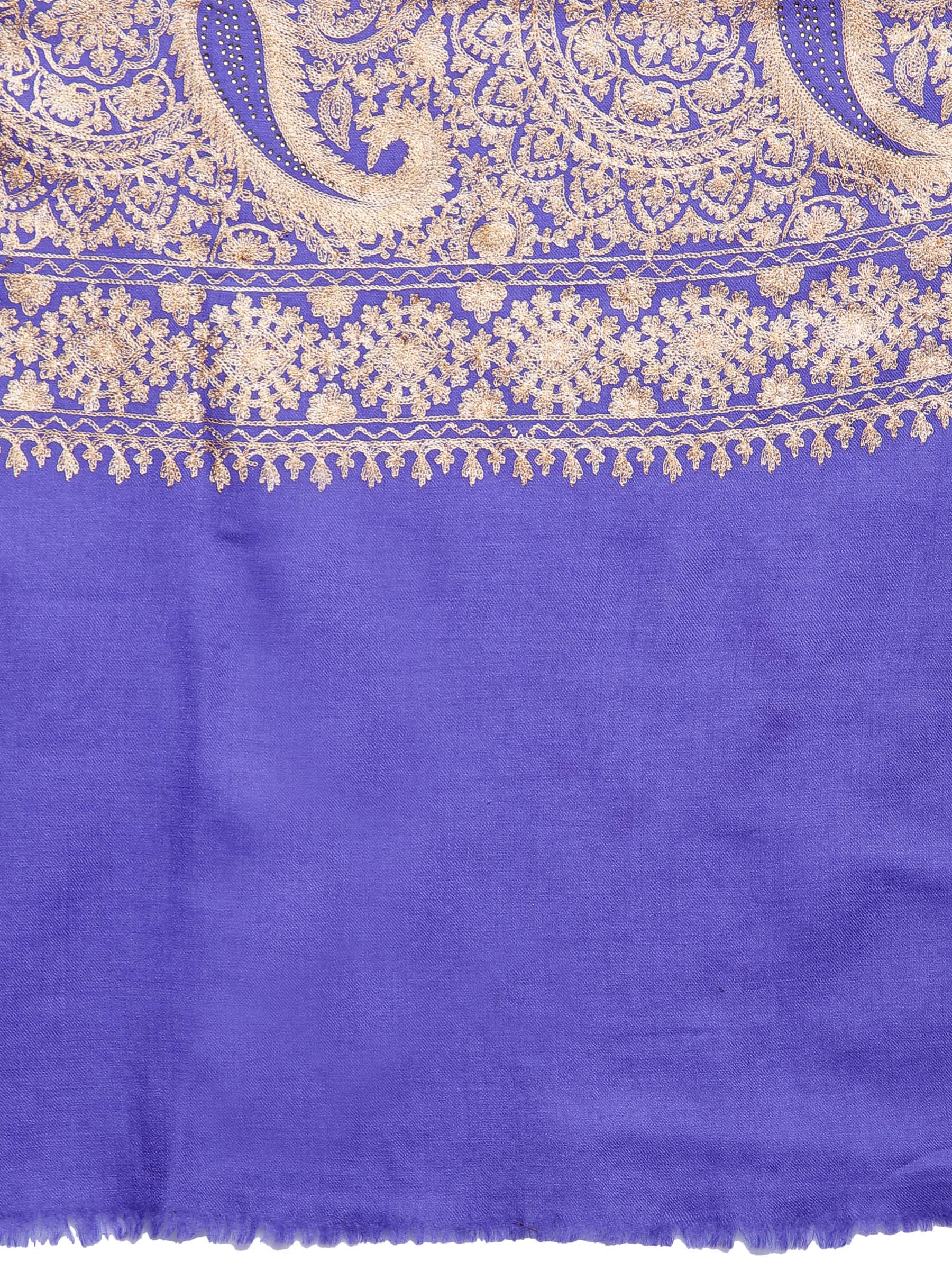 Pashtush India 70x200 Pashtush Tres Chic Regal Collection, Wool Embroidery Nalki Shawl Scarf, Deep Violet