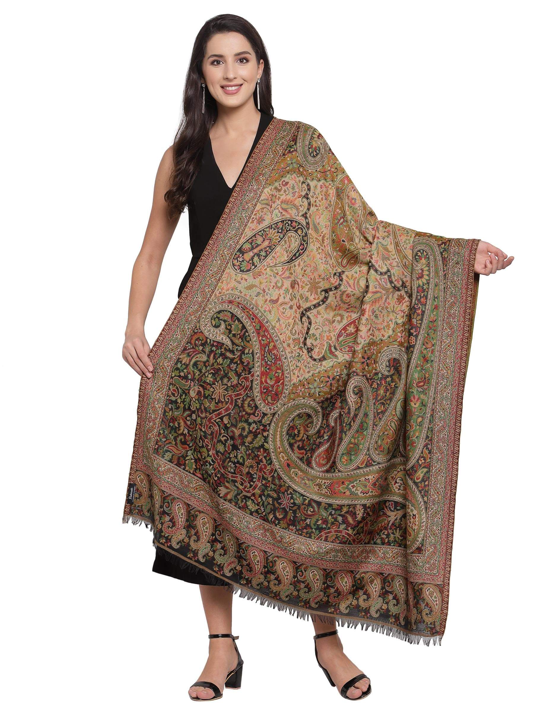 Pashtush India 100x200 Pashtush Women Ethnic Weave Shawl, Rich Garden, Multi-coloured