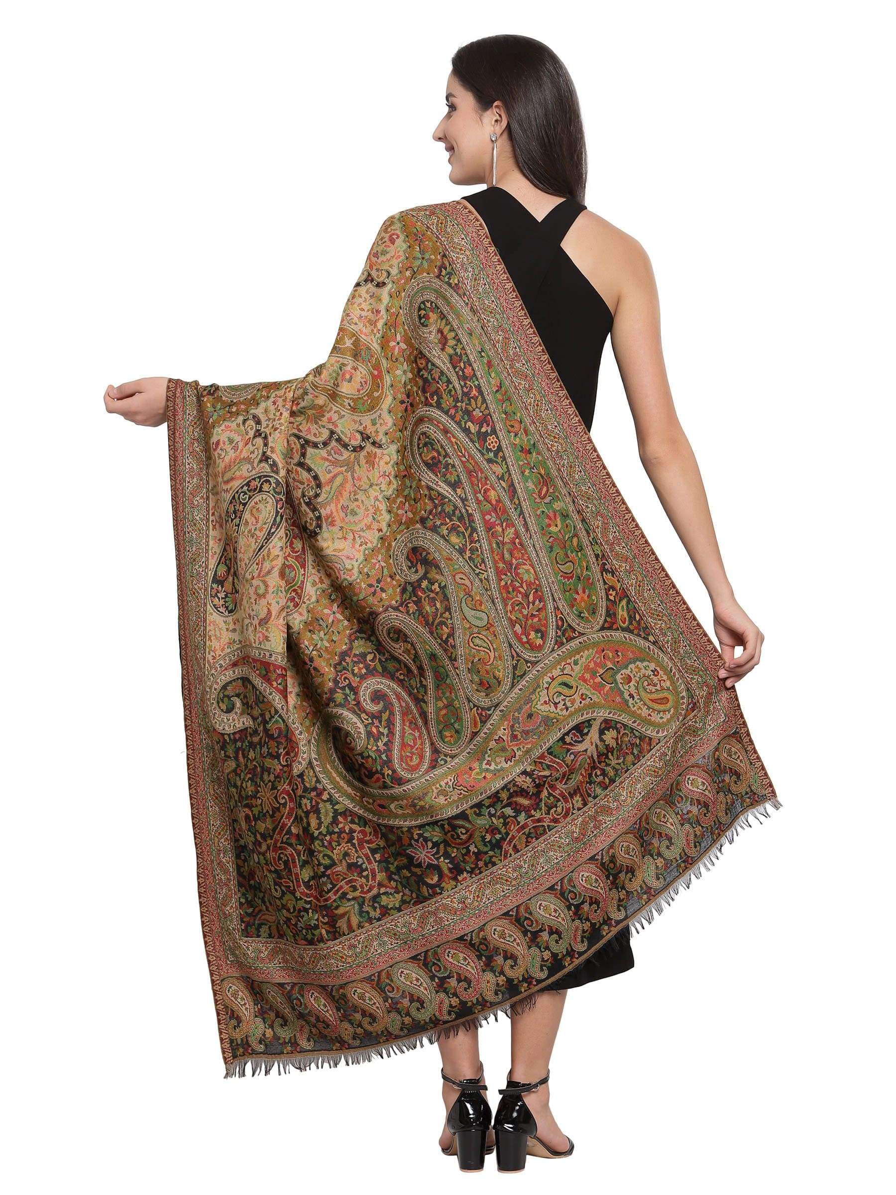 Pashtush India 100x200 Pashtush Women Ethnic Weave Shawl, Rich Garden, Multi-coloured