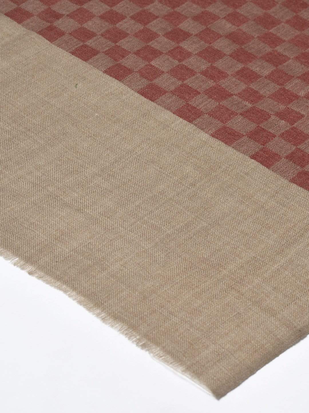 Pashtush India 70x200 Pashtush Women Maroon  Beige Checked Woven Design Designer Stole