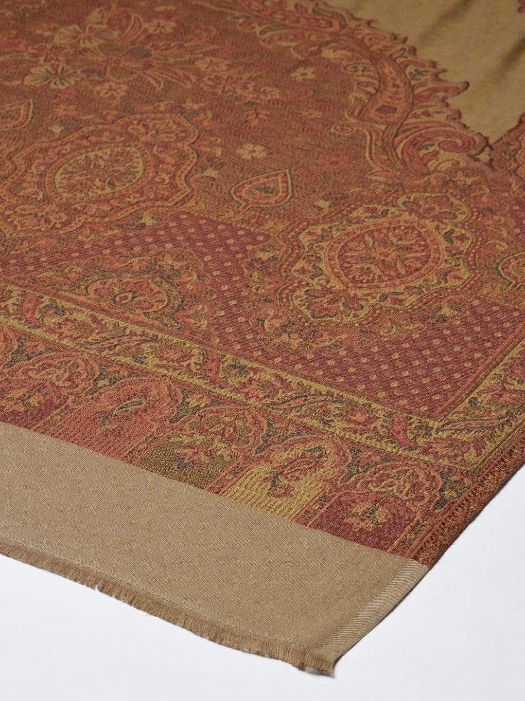 Pashtush India 70x200 Pashtush Women Maroon Beige Woven Design Designer Stole