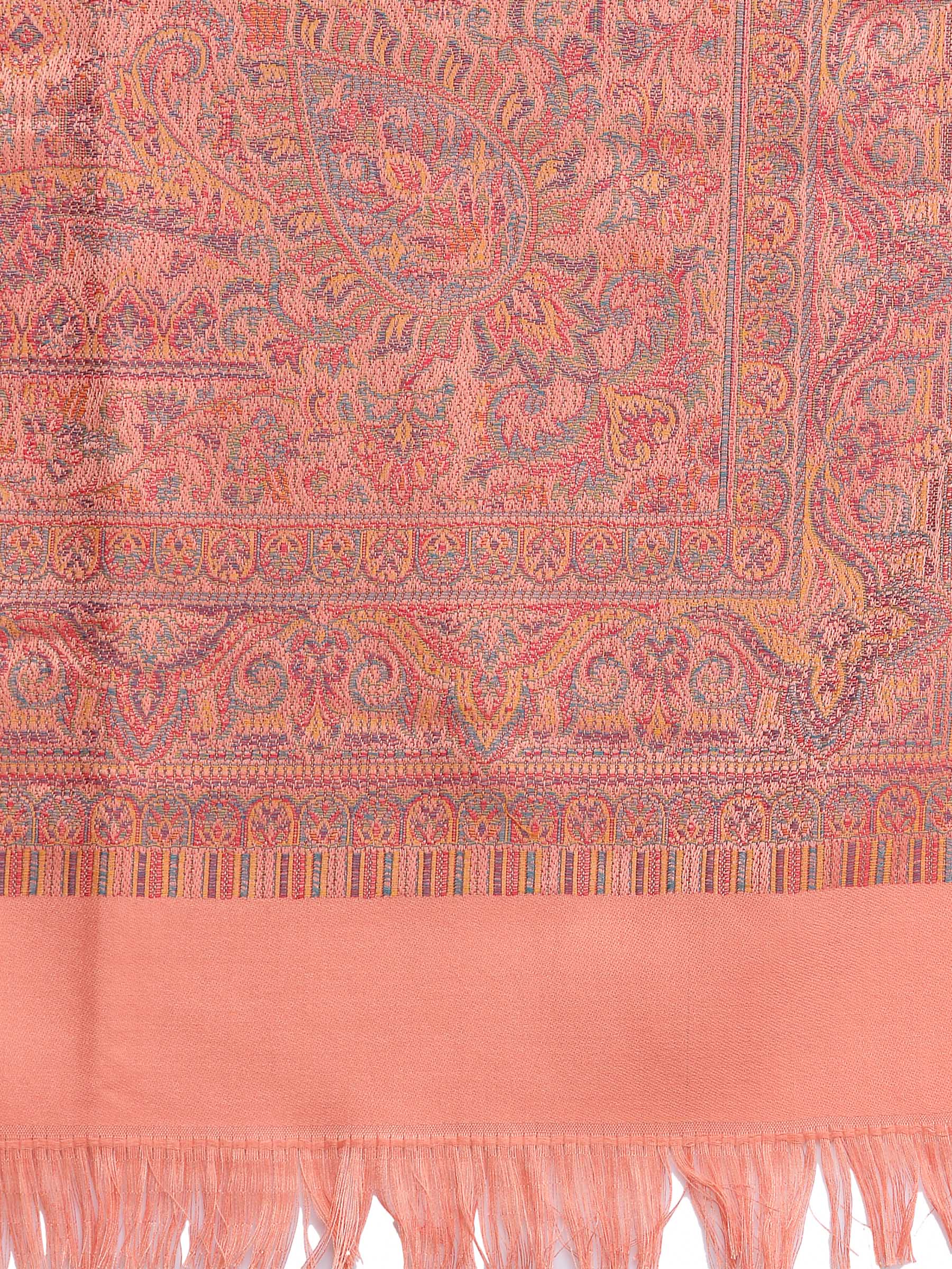 Pashtush India 100x200 Pashtush Women Peach-Coloured Ethnic Jamawar Shawl
