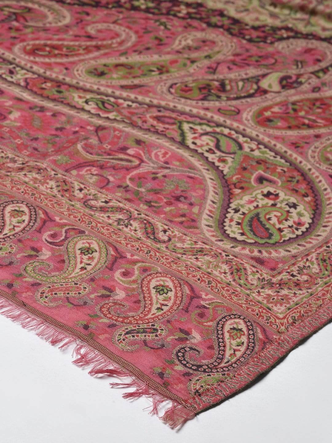 Pashtush India 100x200 Pashtush Women Pink  Beige Woven Design Jamawar Shawl