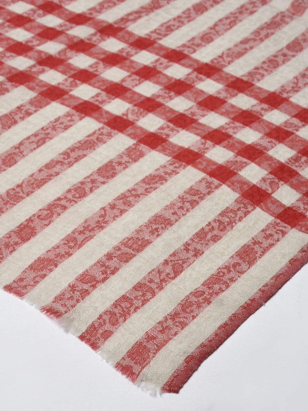 Pashtush India 70x200 Pashtush Women Red Beige Striped Designer Stole