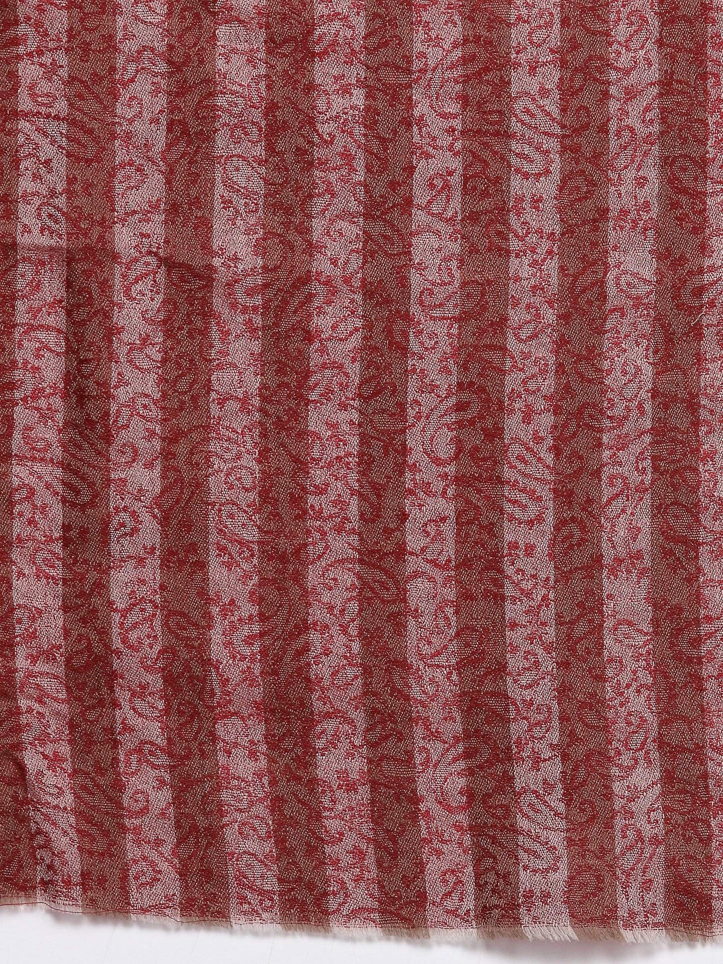 Pashtush India 70x200 Pashtush Women Red Beige Striped Stole, Soft Fine Wool
