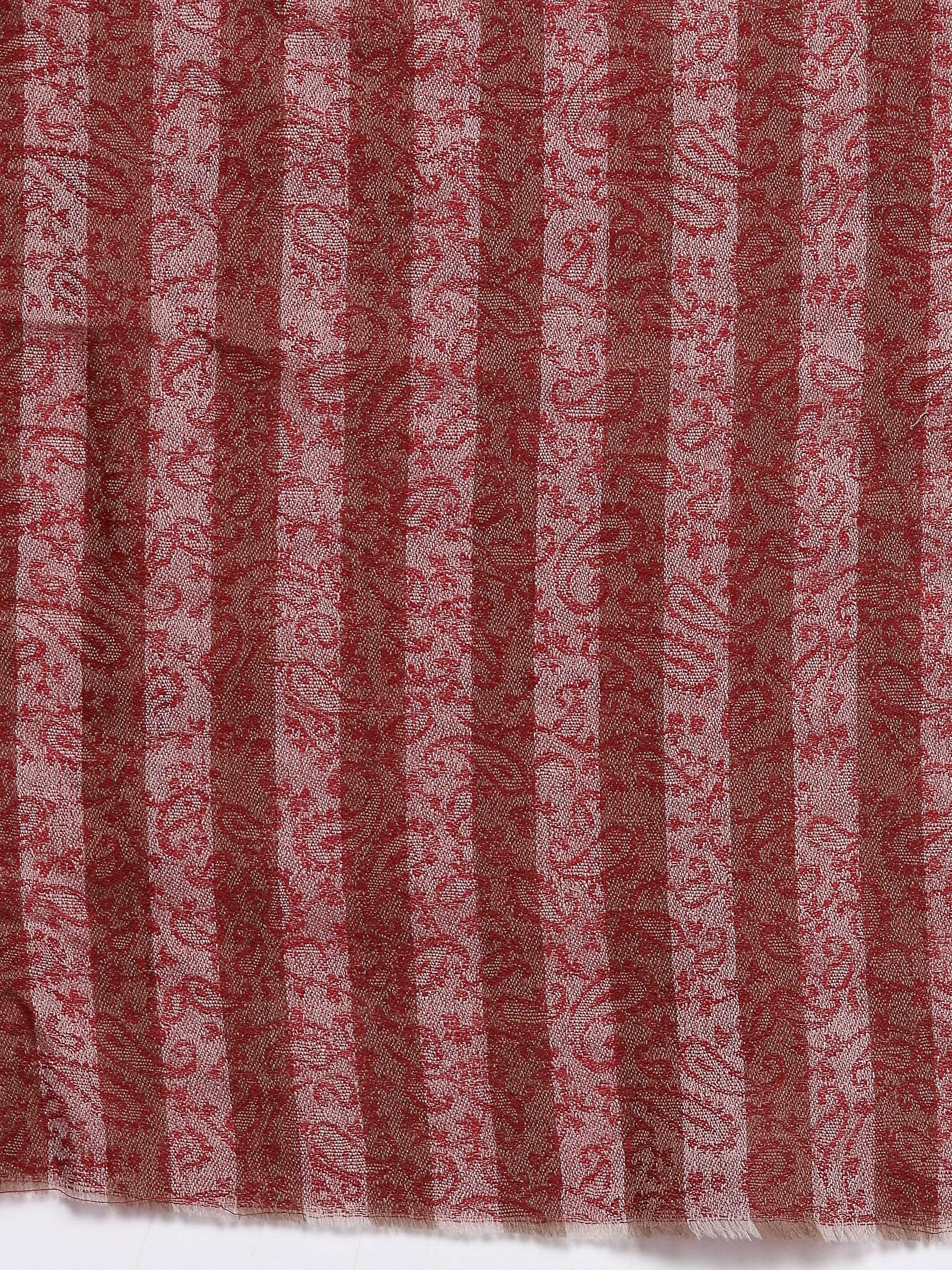 Pashtush India 70x200 Pashtush Women Red Beige Striped Stole, Soft Fine Wool