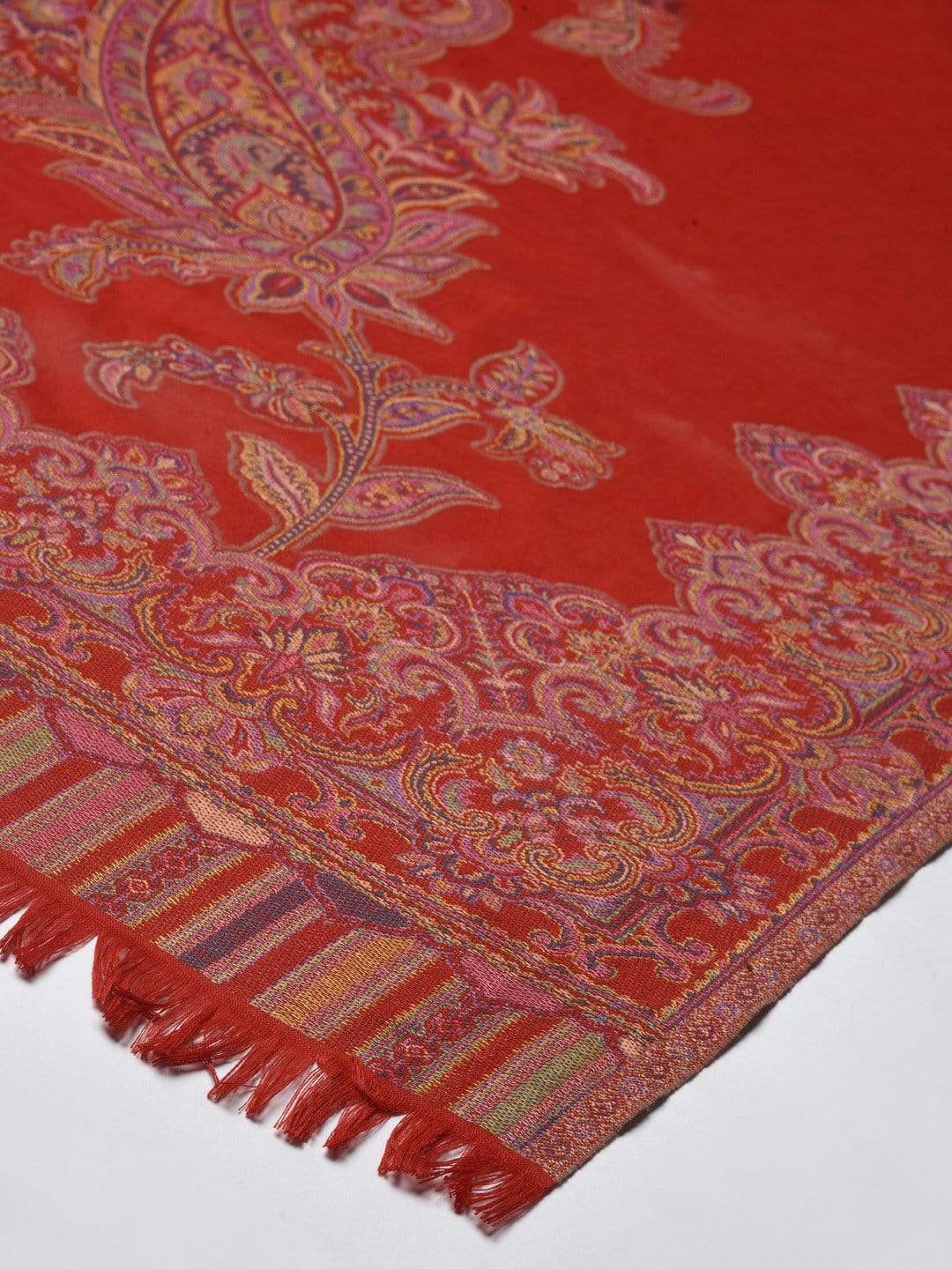 Pashtush India 70x200 Pashtush Women Red Ethnic Motifs Woven Design Designer Stole