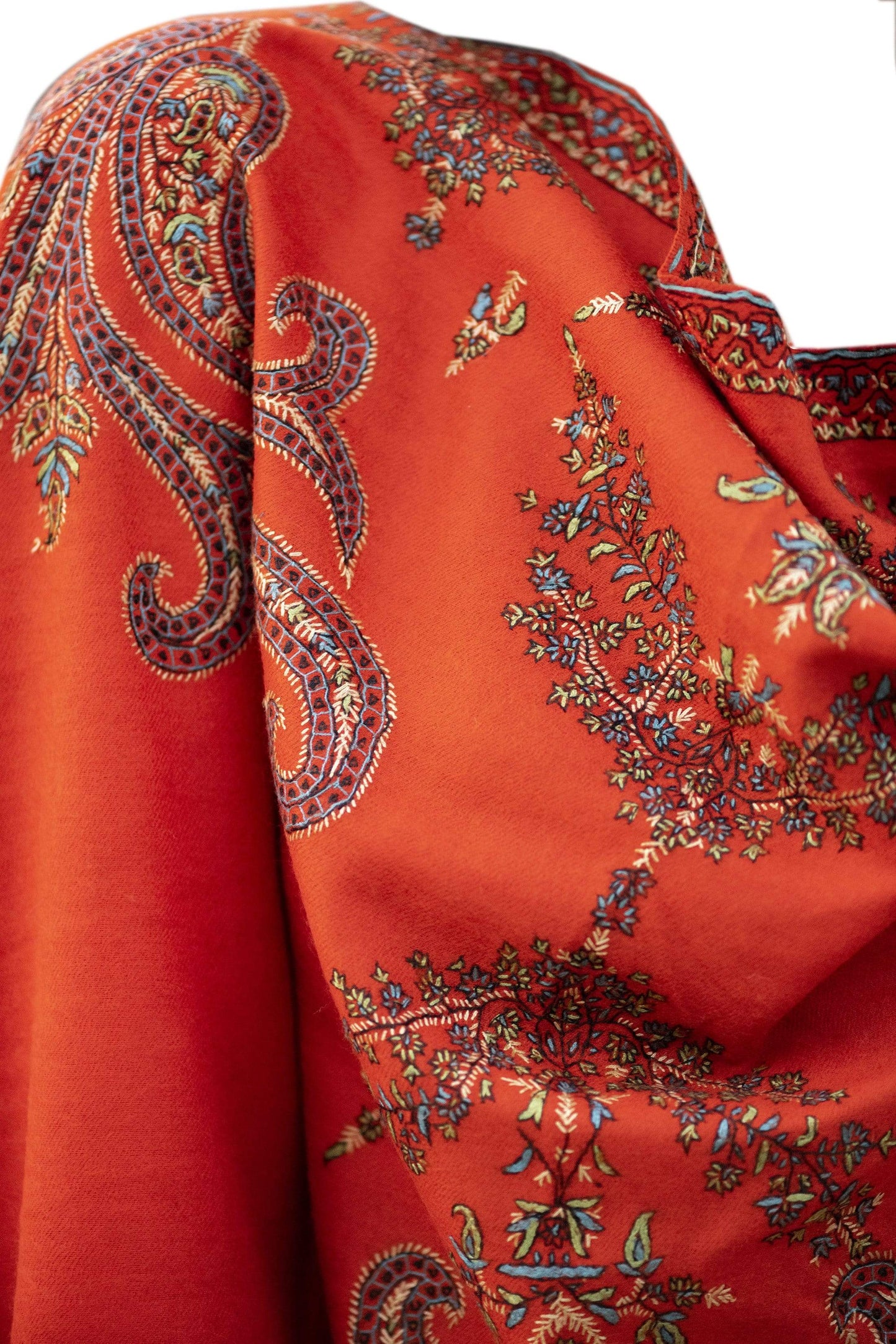 Pashtush India Shawl Pashtush Women’s 100% Kashmiri hand embroidery, Pure Wool (certified). Bright Amber