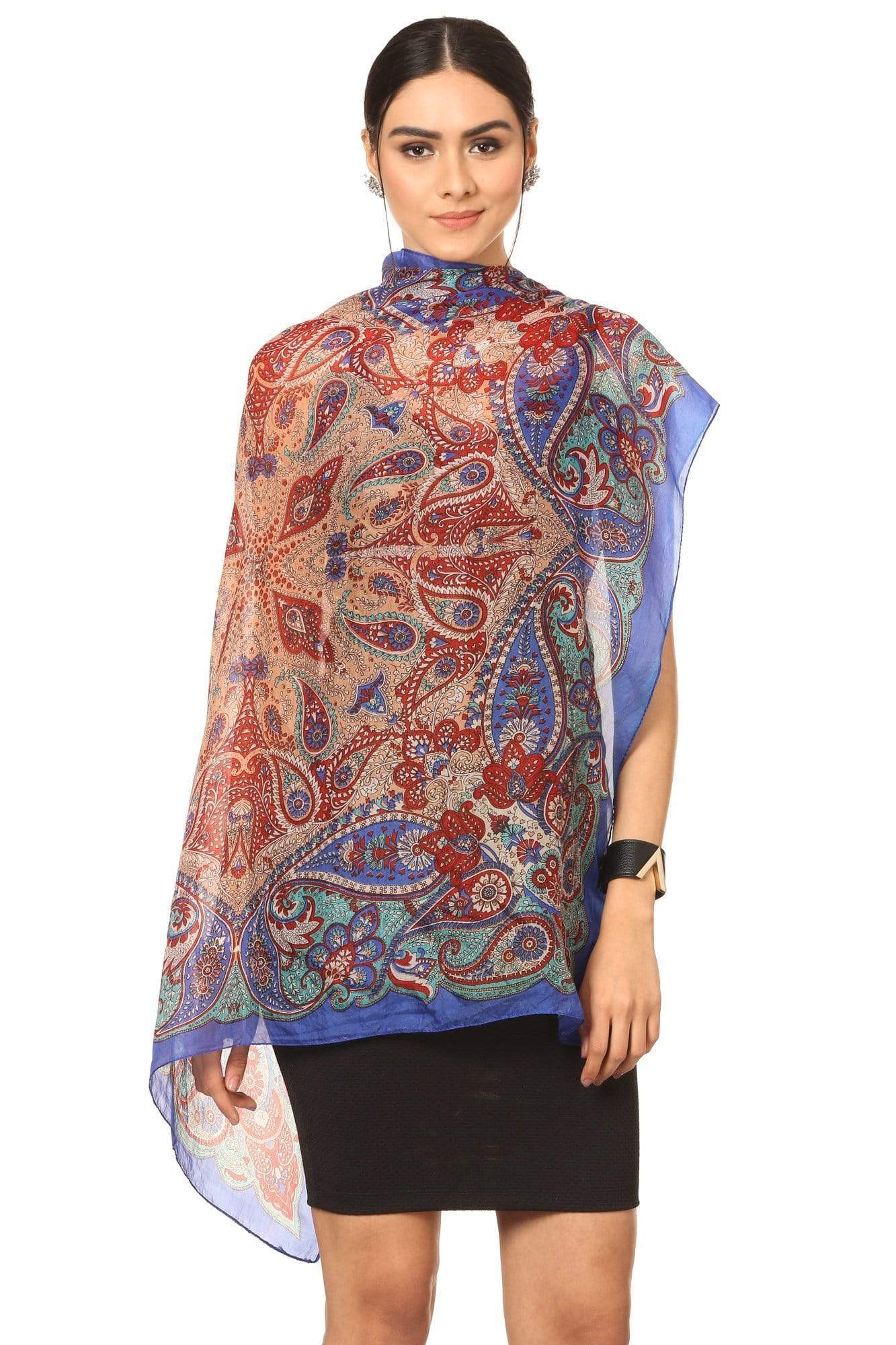 Pashtush India Scarf Pashtush Women's 100% Pure Silk, Printed Scarf - Chanting Paisleys