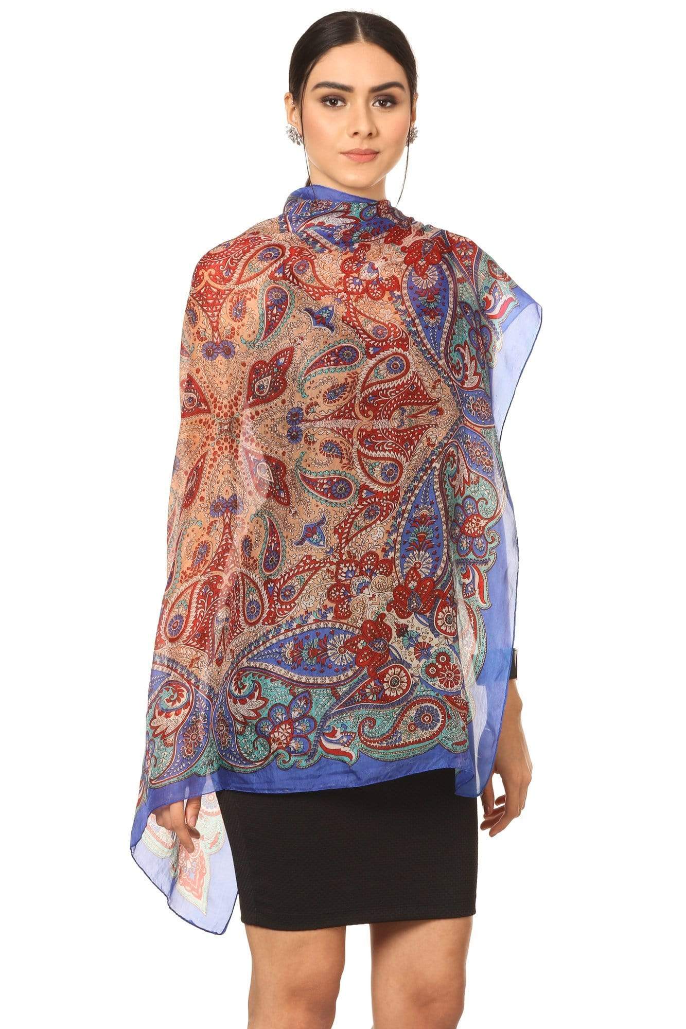 Pashtush India Scarf Pashtush Women's 100% Pure Silk, Printed Scarf - Chanting Paisleys